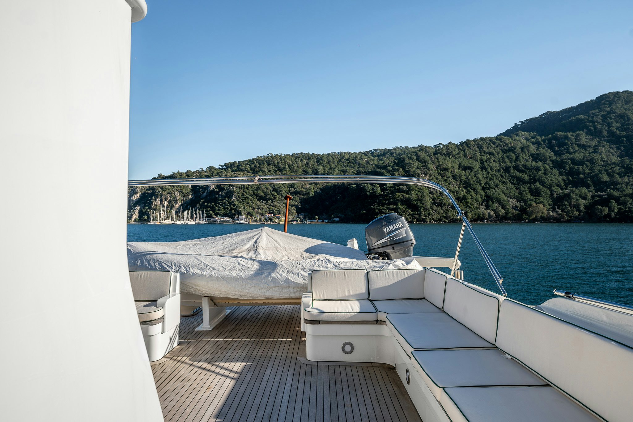 a boat on a dock aboard YOSMA Yacht for Sale