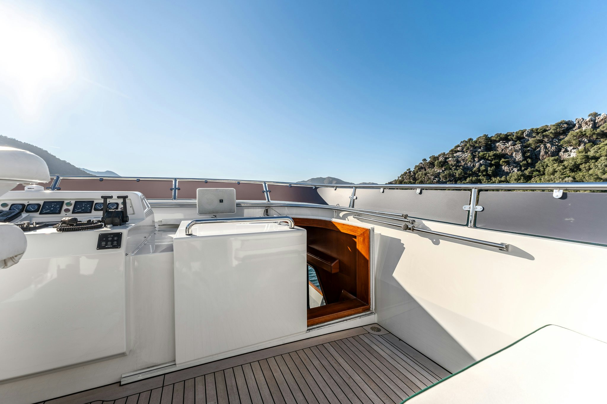 a boat with a large white object on the front aboard YOSMA Yacht for Sale
