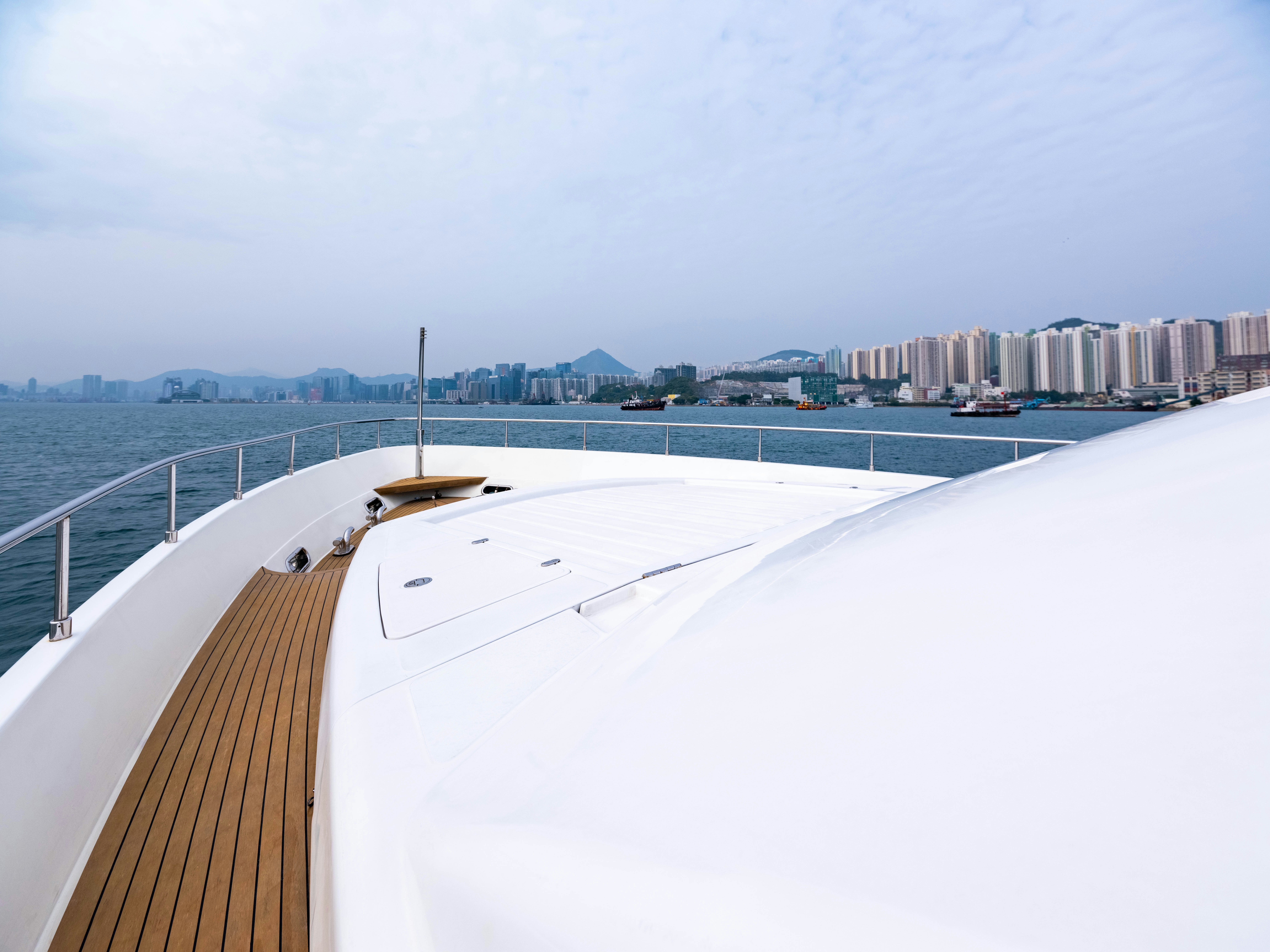 a view of a city from a balcony aboard PANDORA Yacht for Sale