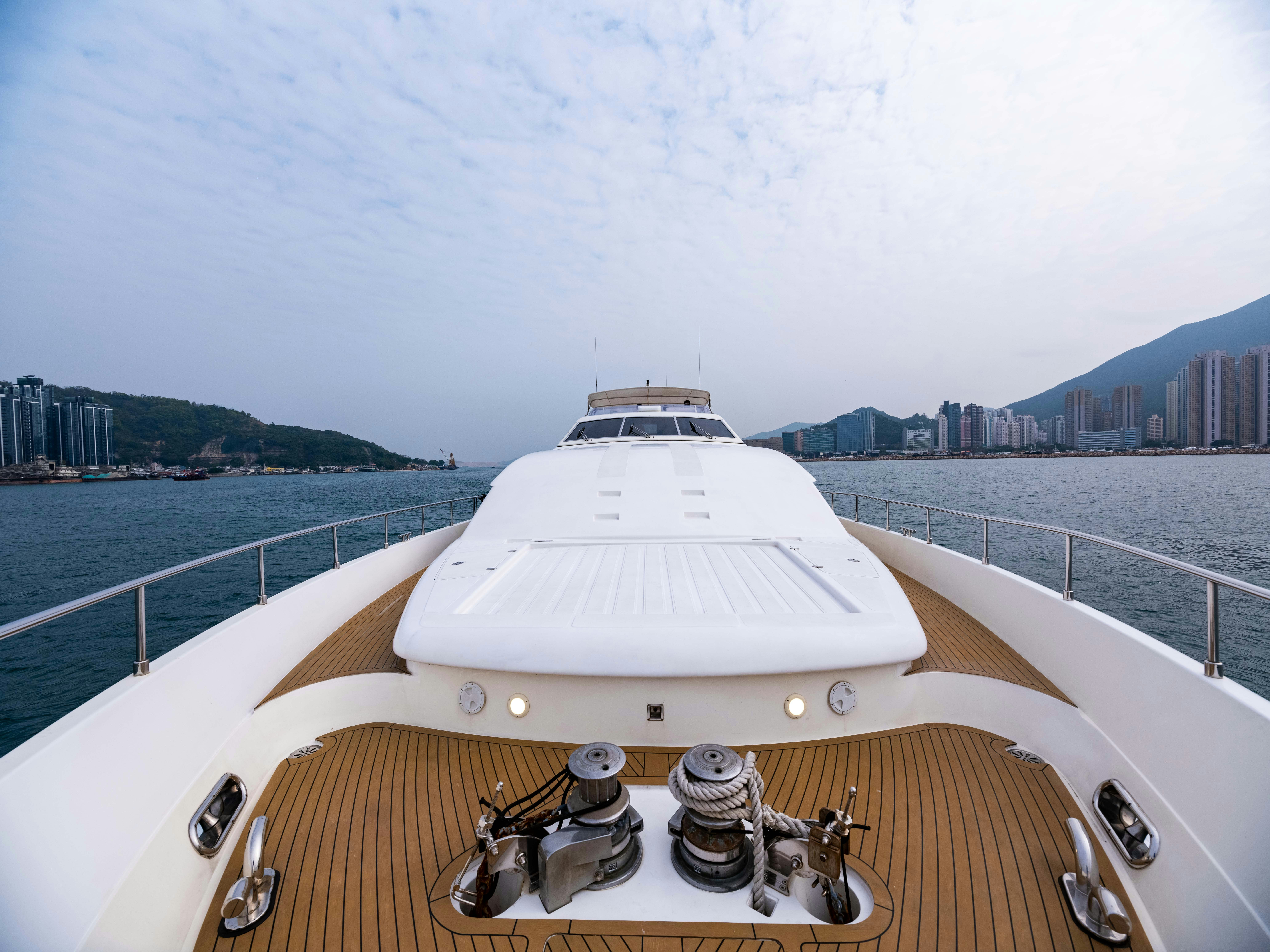 a pair of shoes on a boat aboard PANDORA Yacht for Sale