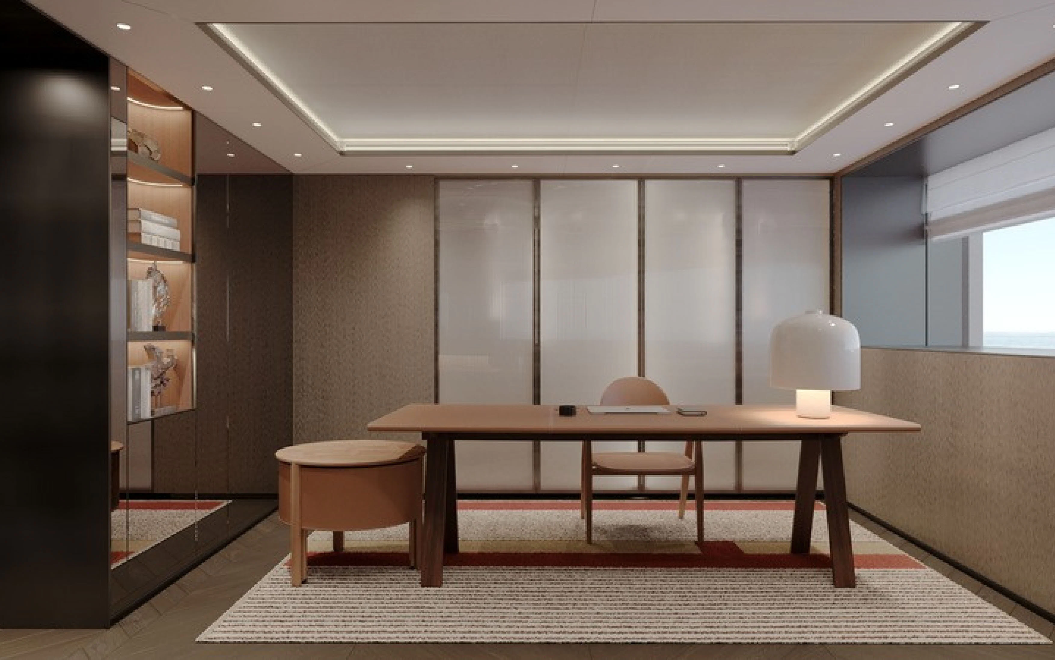 a room with a desk and a chair aboard CASA F Yacht for Charter