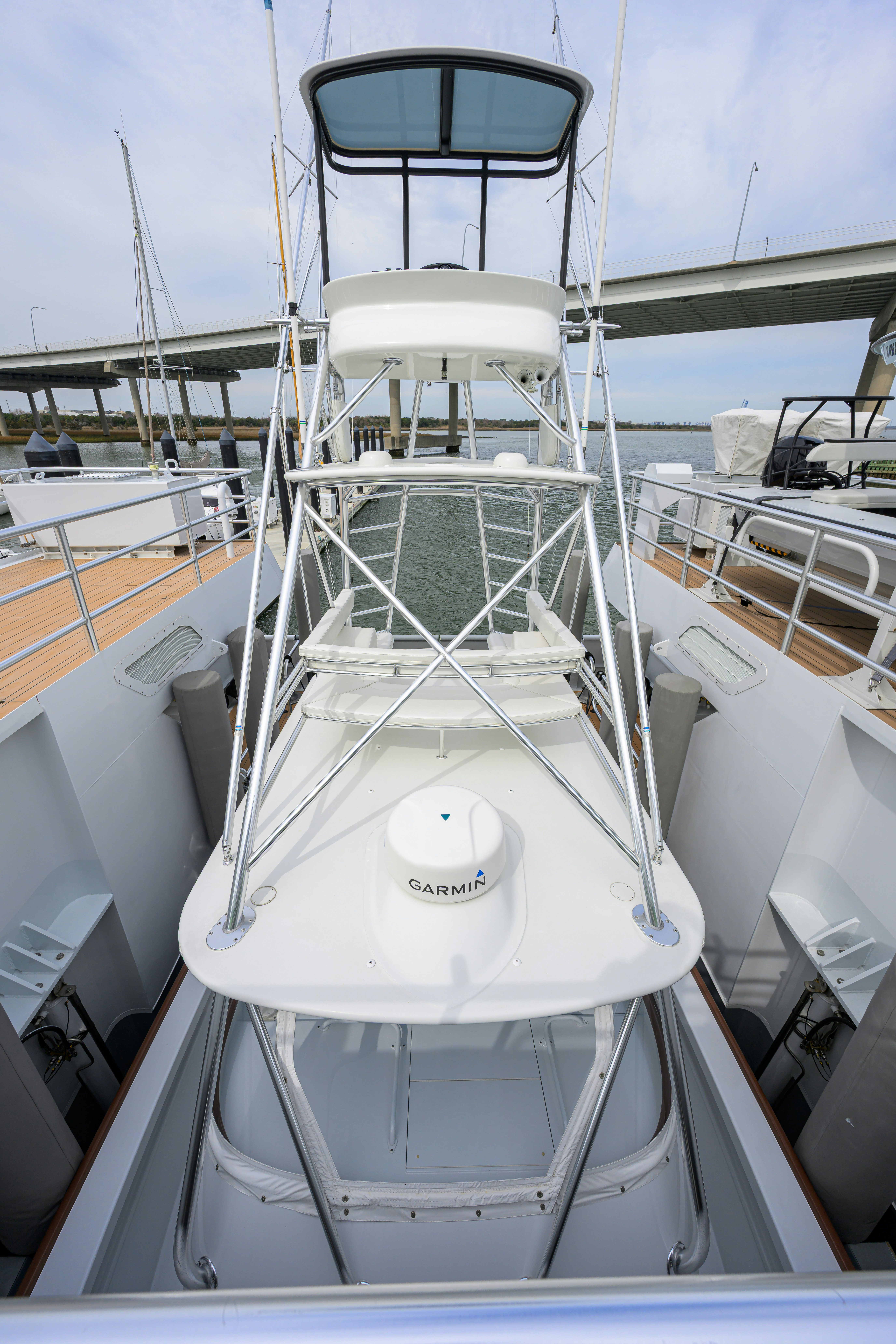 a white tower with a white tower aboard COMPASS ROSE Yacht for Sale