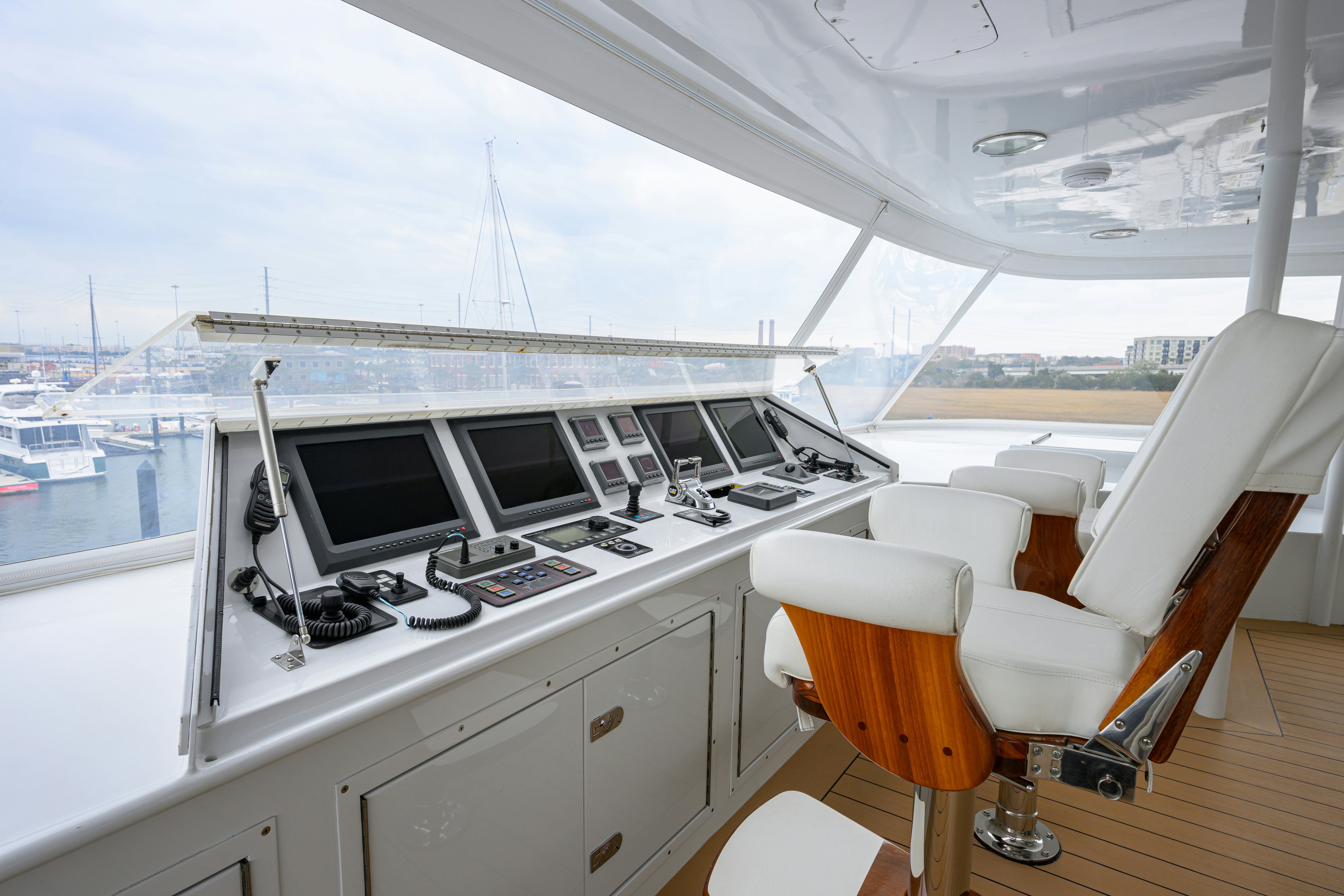 a boat with a laptop on it aboard COMPASS ROSE Yacht for Sale