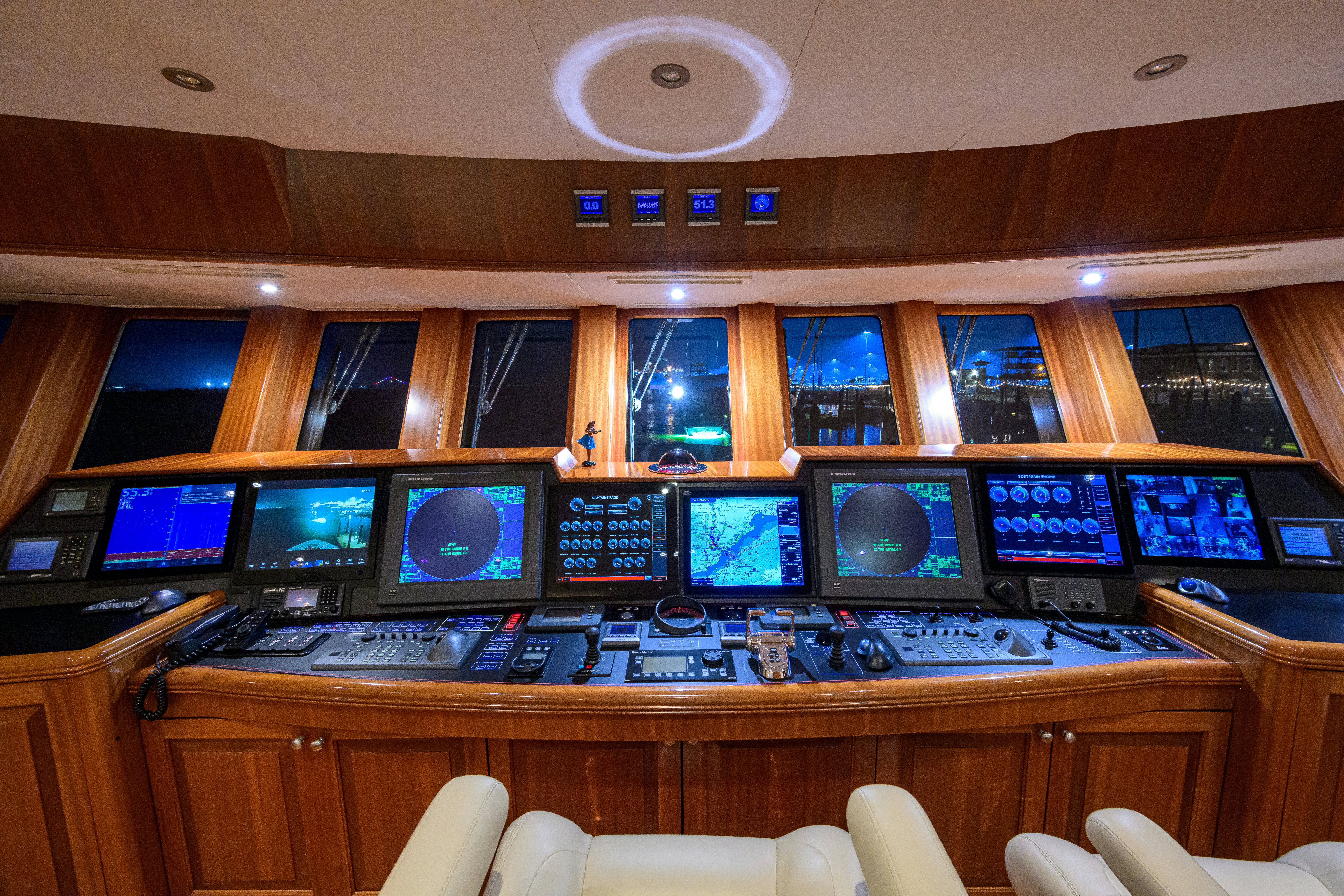 a room full of monitors aboard COMPASS ROSE Yacht for Sale