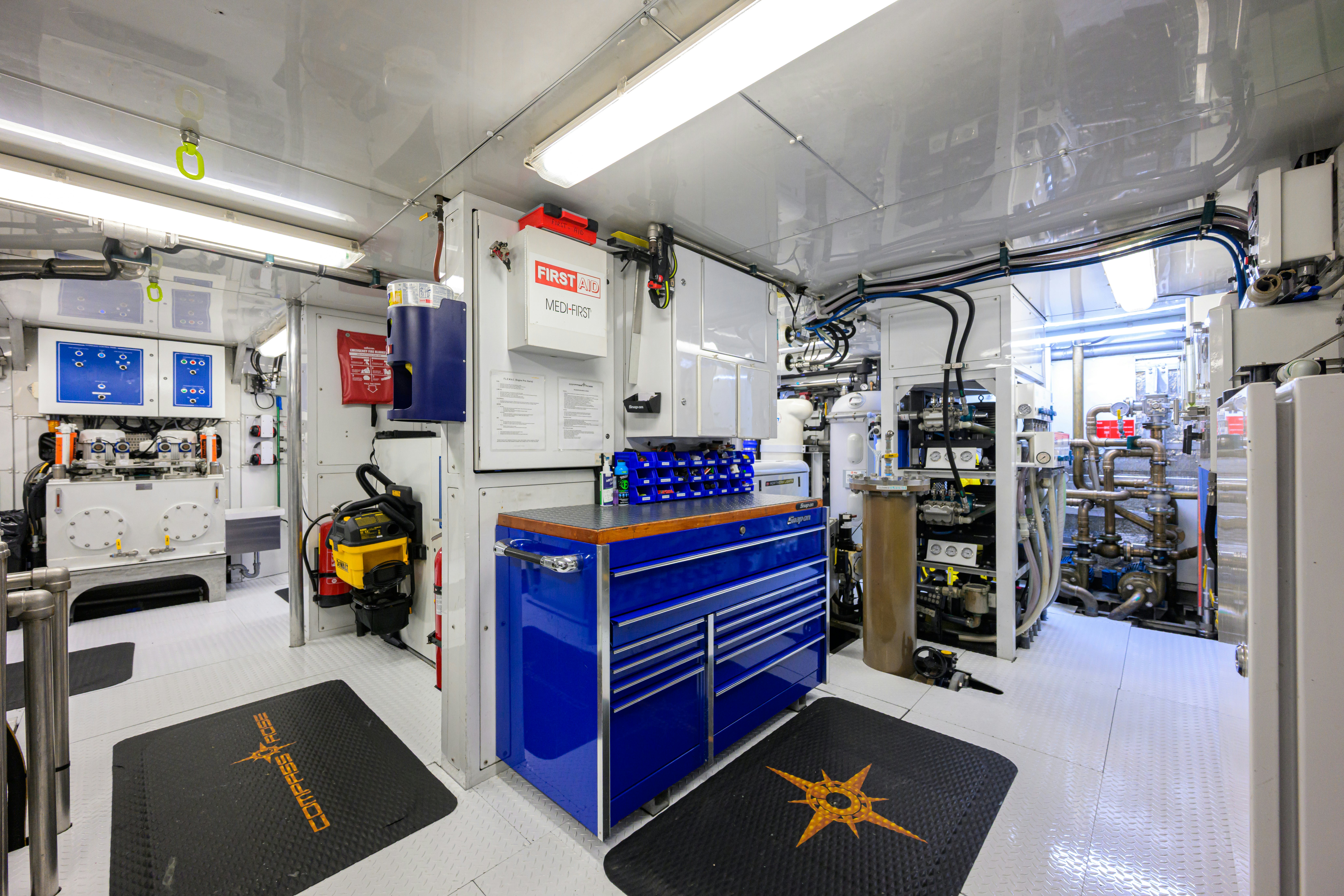 a room with equipment and equipment aboard COMPASS ROSE Yacht for Sale