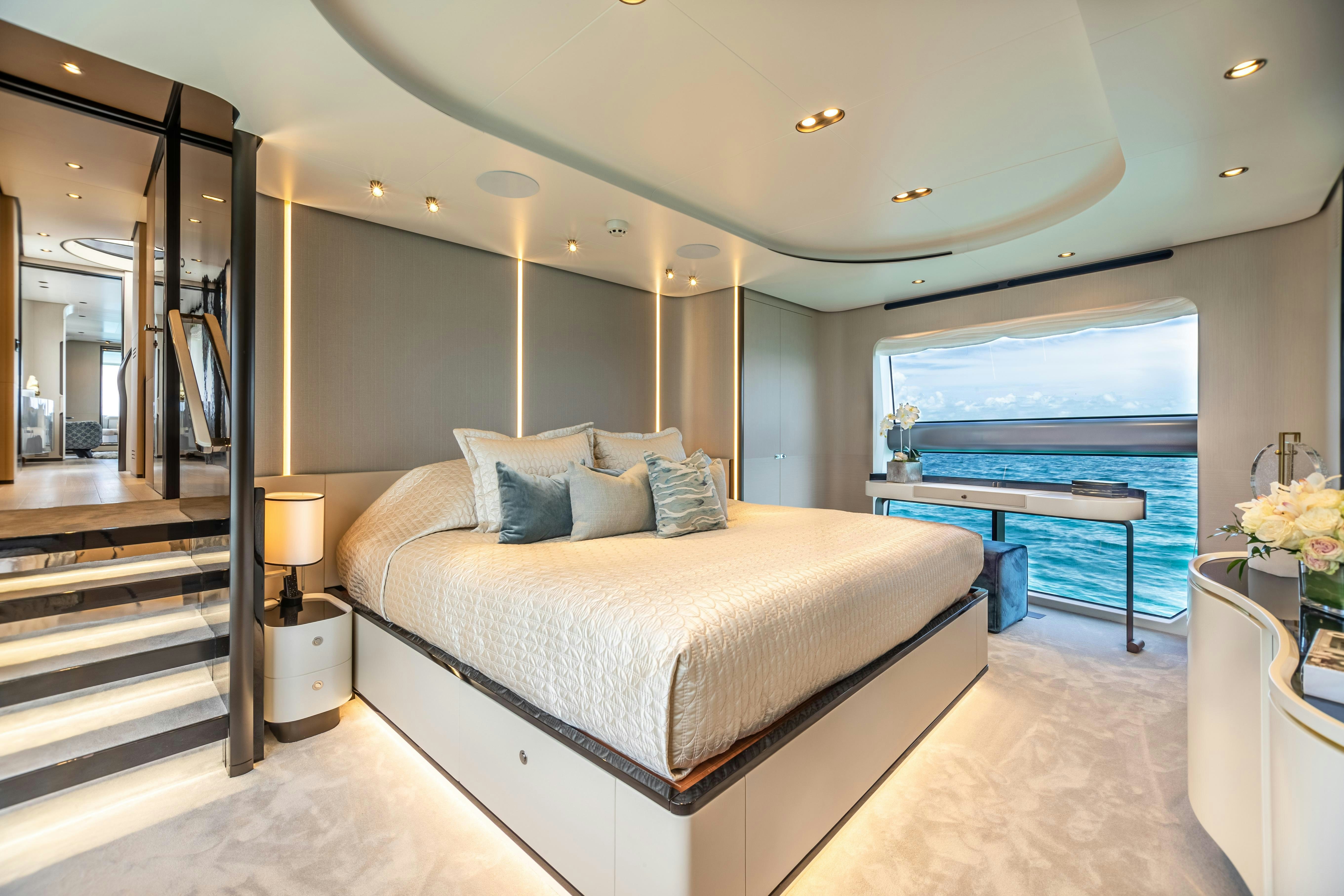 a bed in a hotel room aboard MAREA LA NAUTICA Yacht for Charter