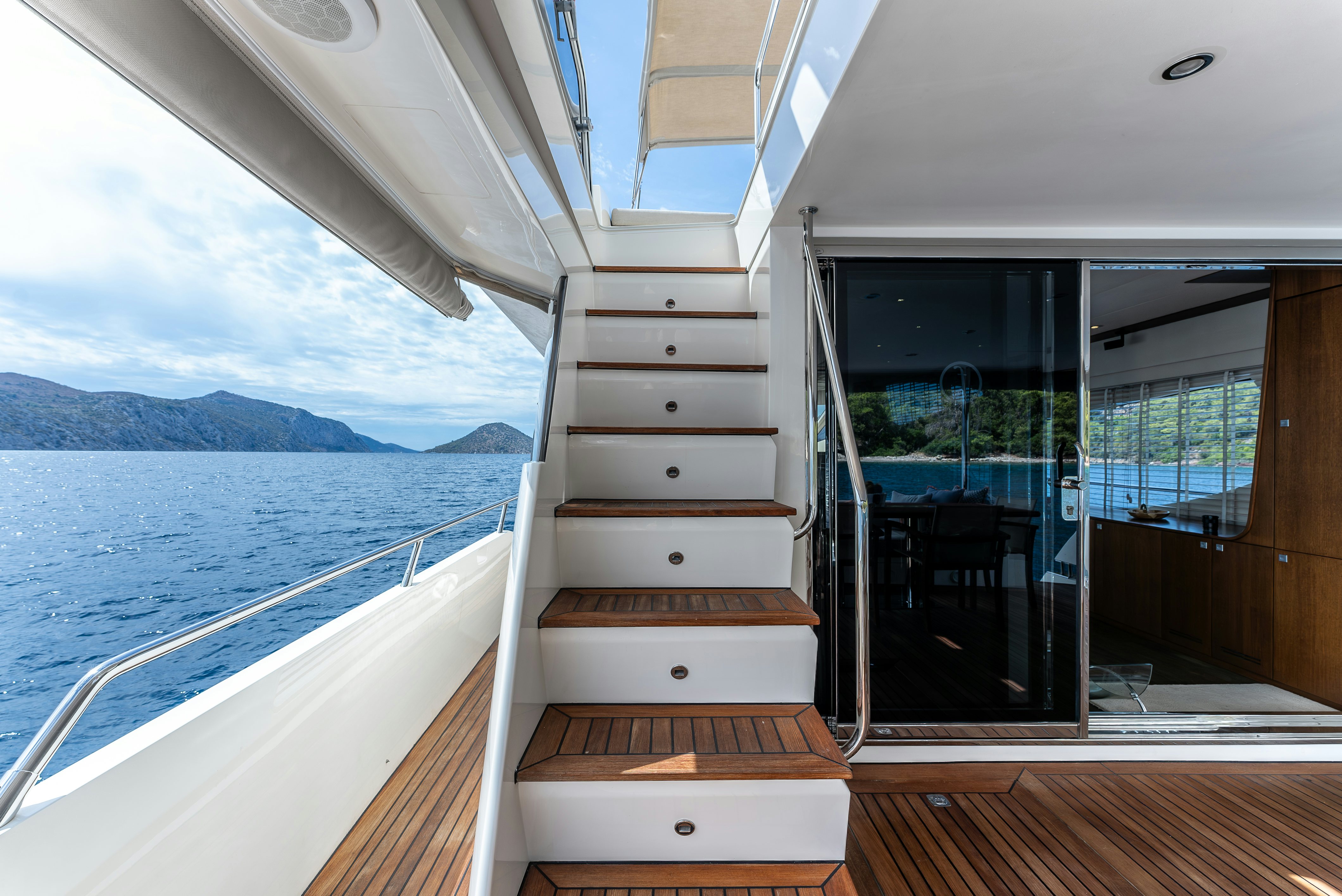 a wooden deck on a boat aboard LADY F Yacht for Sale