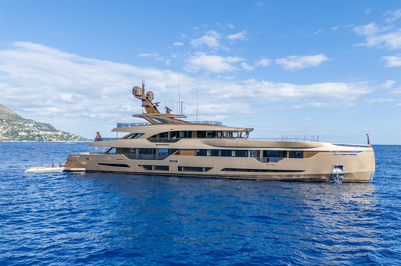 a large boat in the water aboard ANJELIF Yacht for Charter