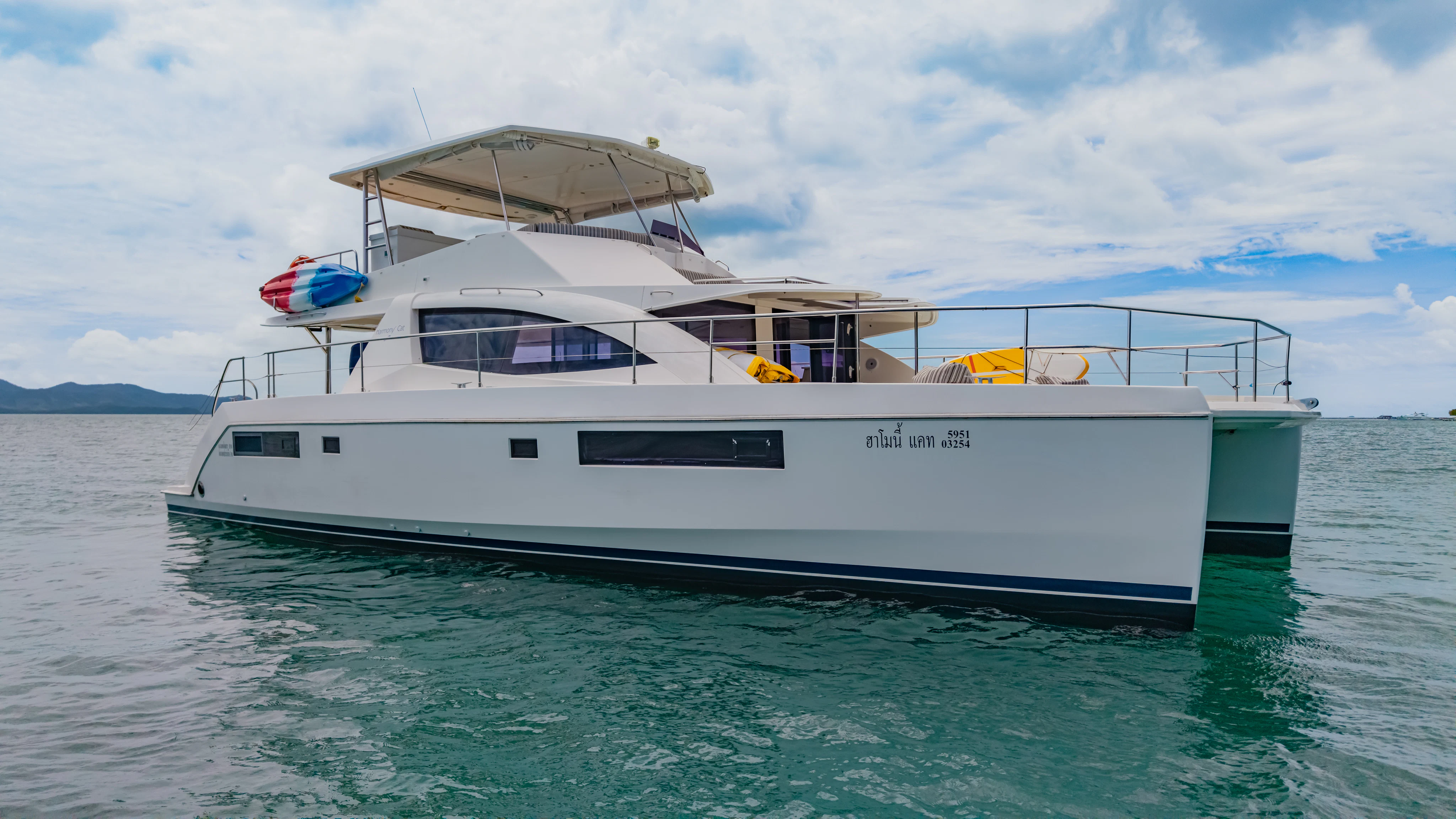 a boat in the water aboard HARMONY CAT Yacht for Sale