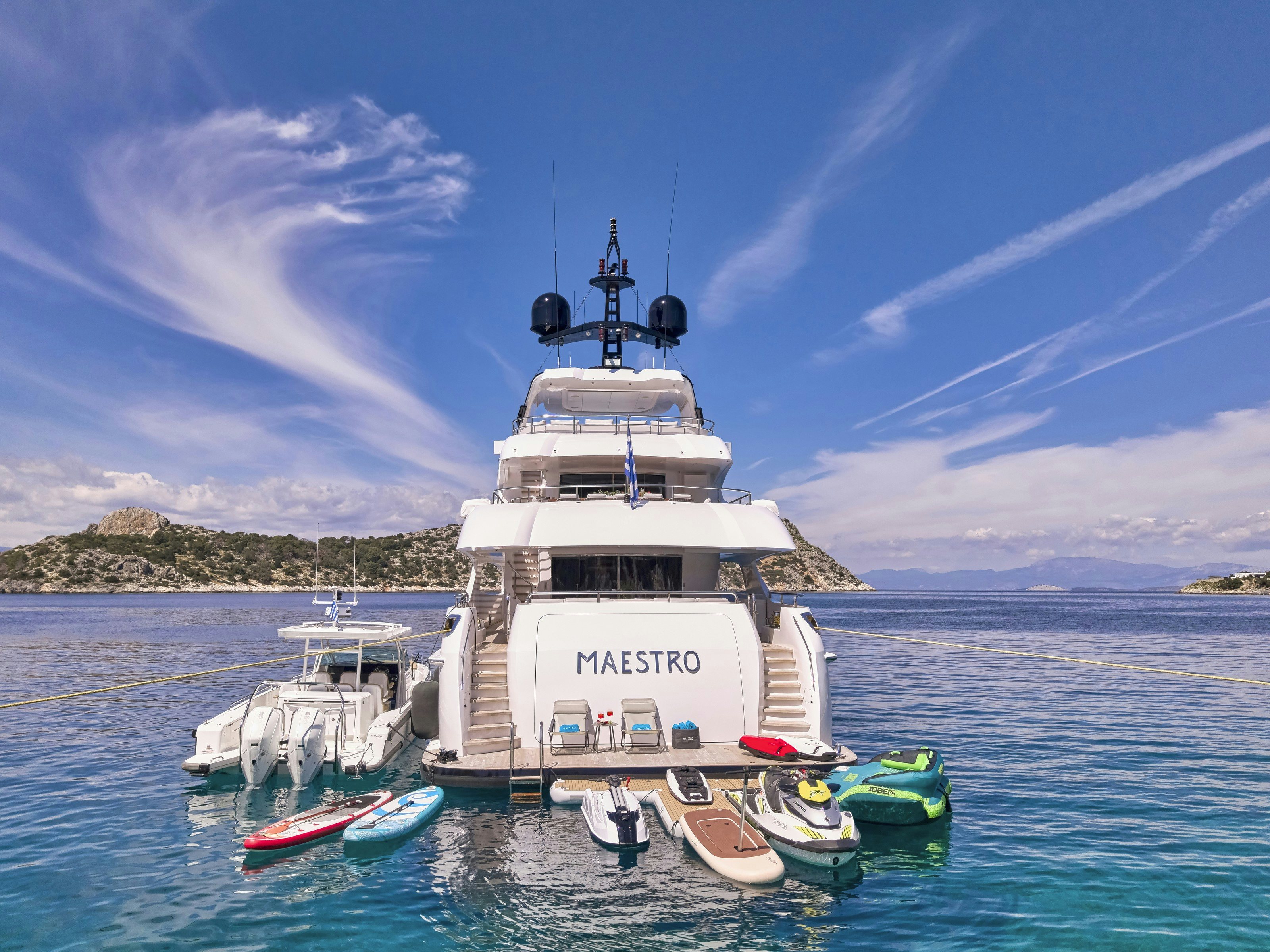 a boat on the water aboard MAESTRO Yacht for Charter