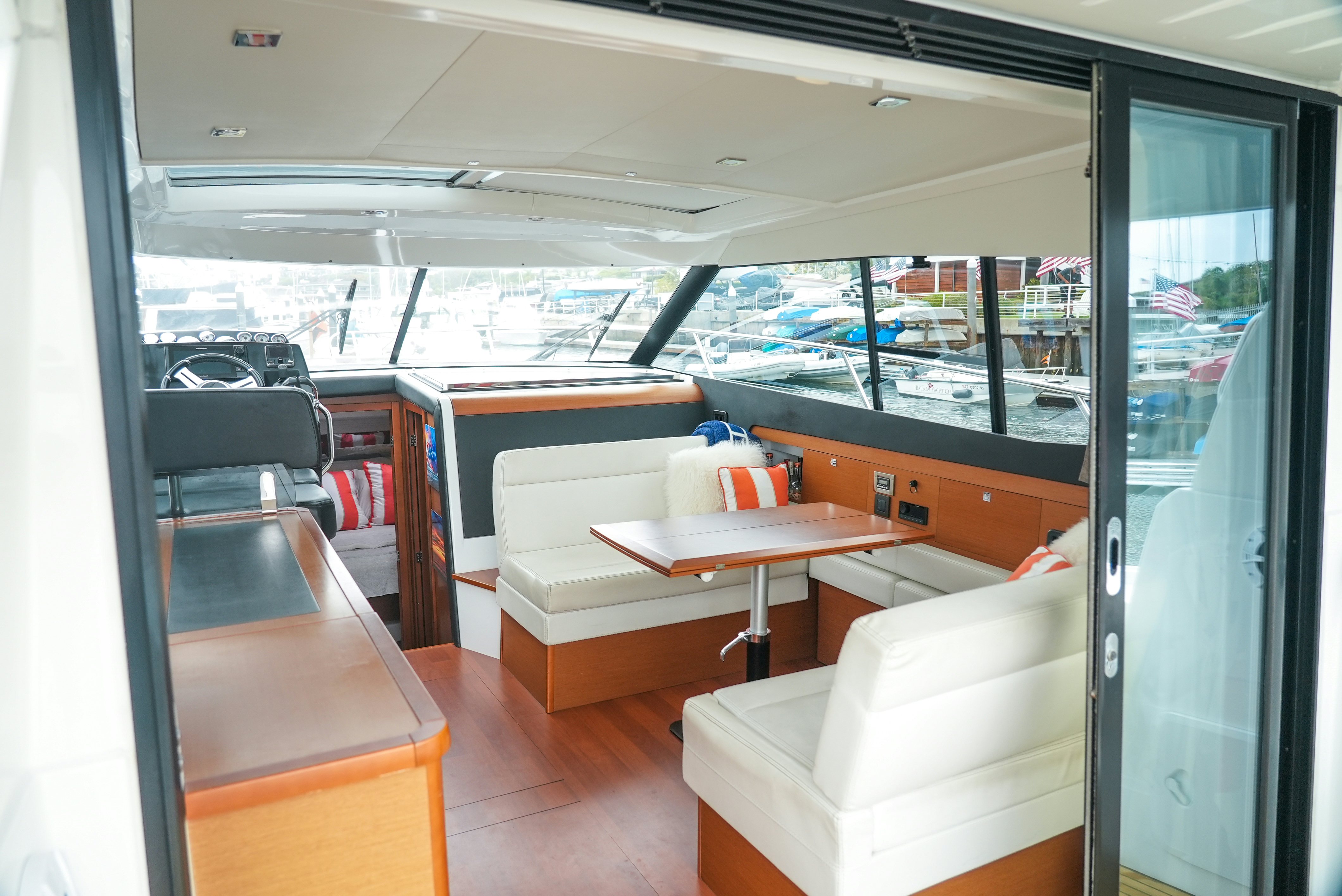 inside of a bus aboard DARK SIDE Yacht for Sale