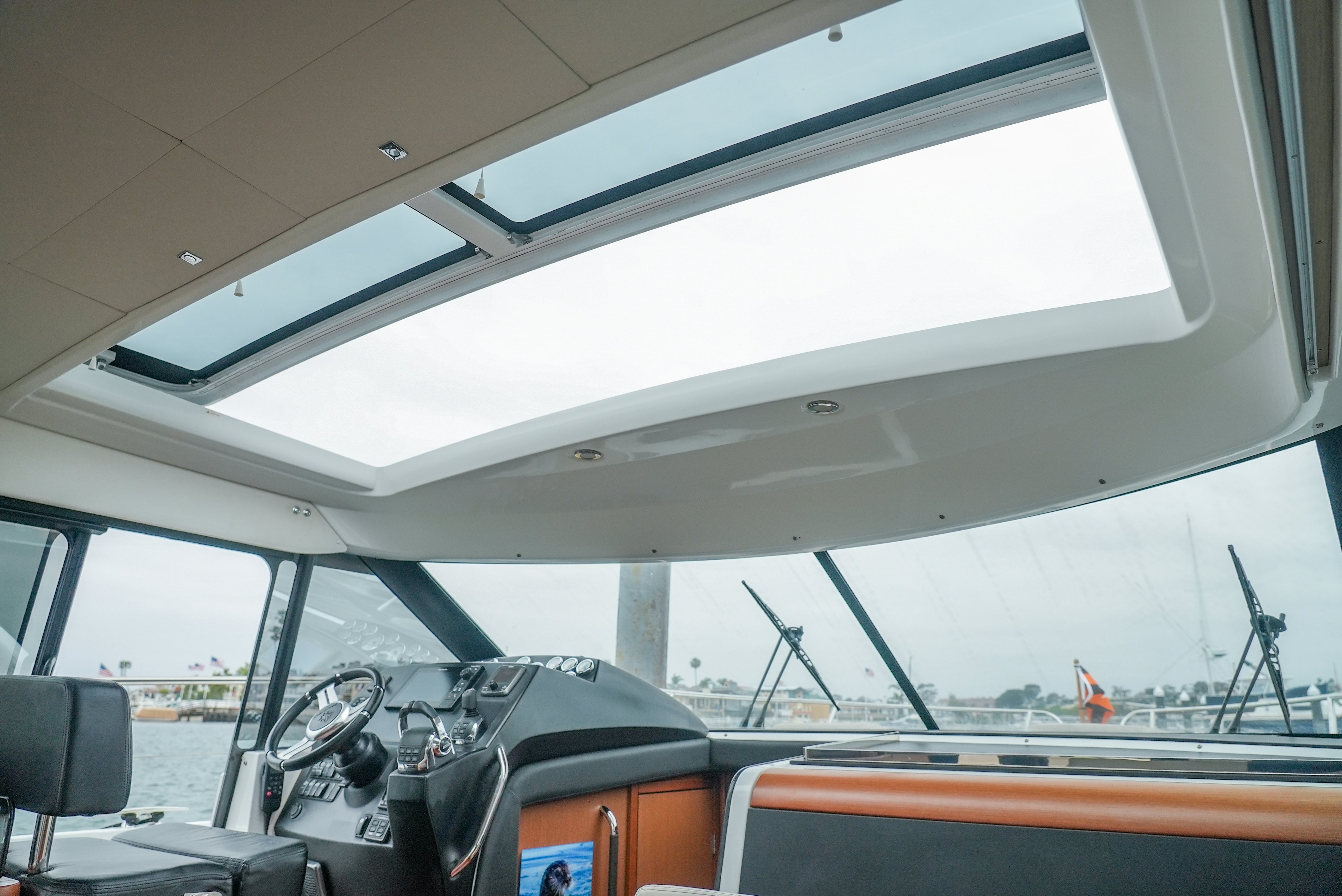 inside of a car aboard DARK SIDE Yacht for Sale