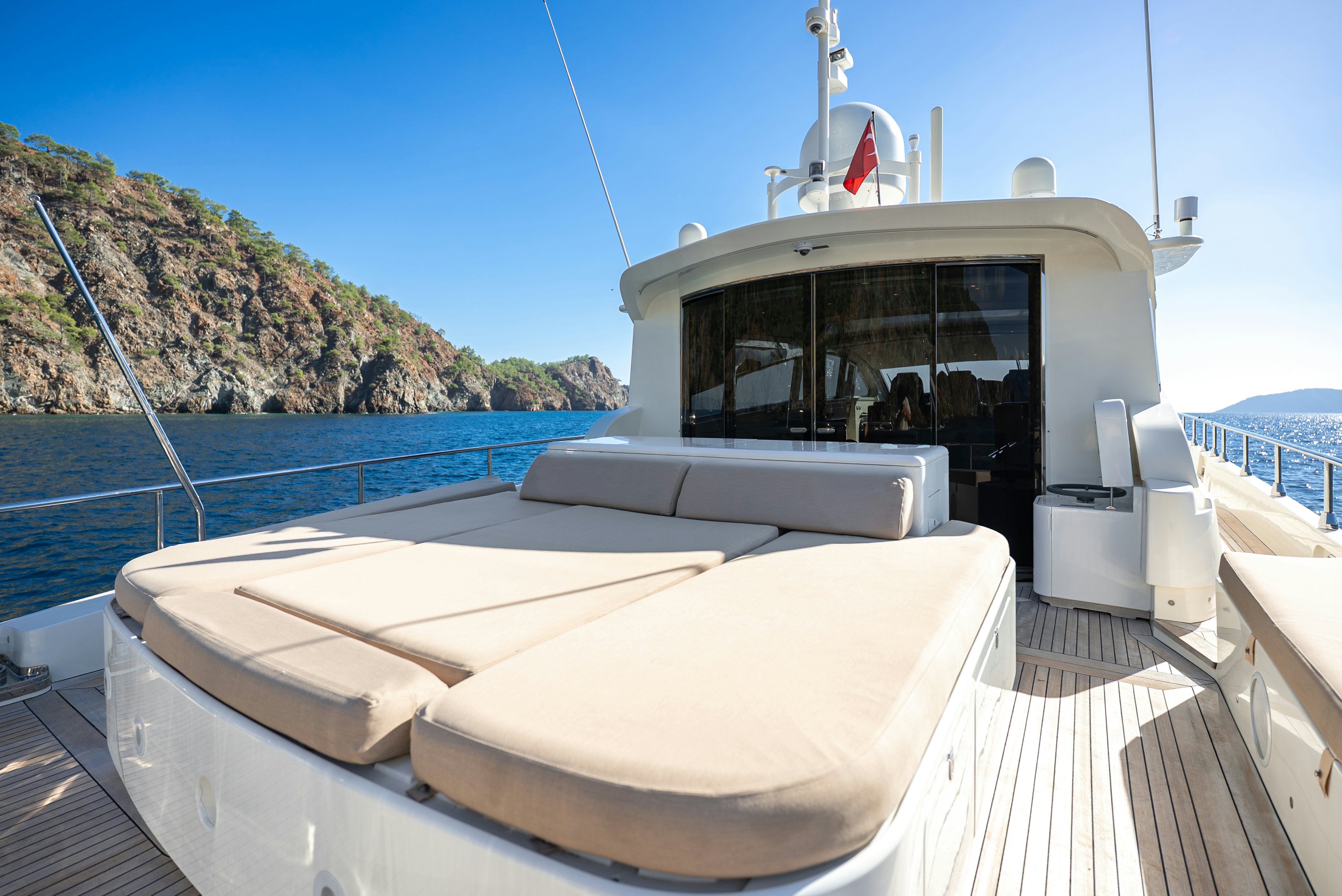 a boat on a deck aboard CLARITA Yacht for Sale