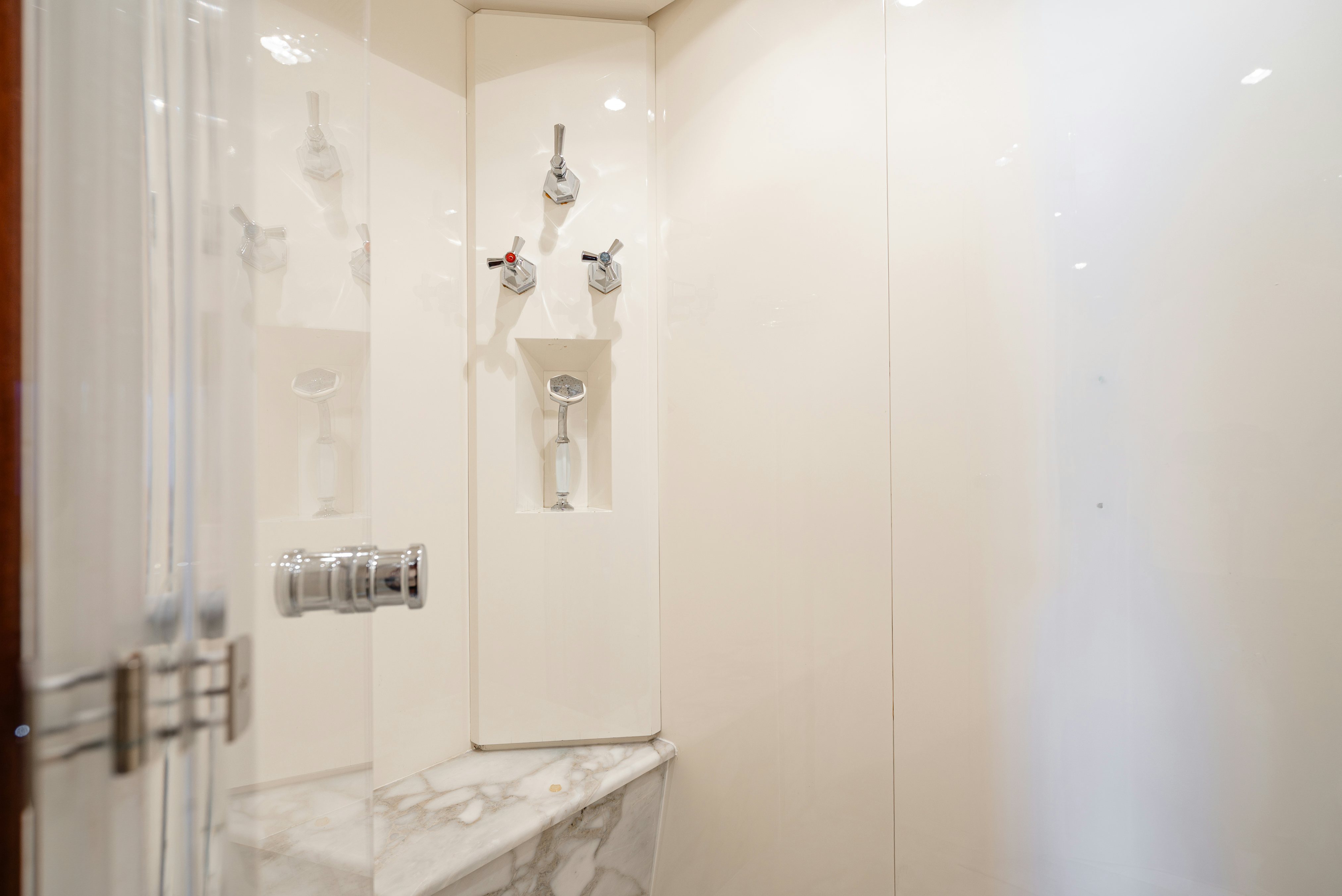 a shower with a shower unit aboard CLARITA Yacht for Sale