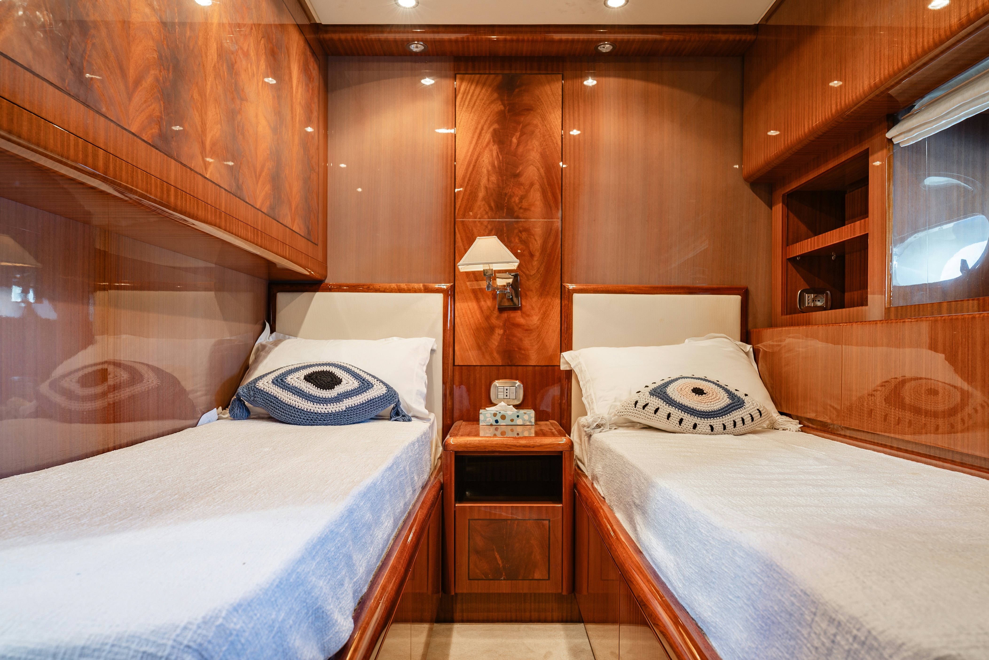 a couple of beds in a cabin aboard CLARITA Yacht for Sale