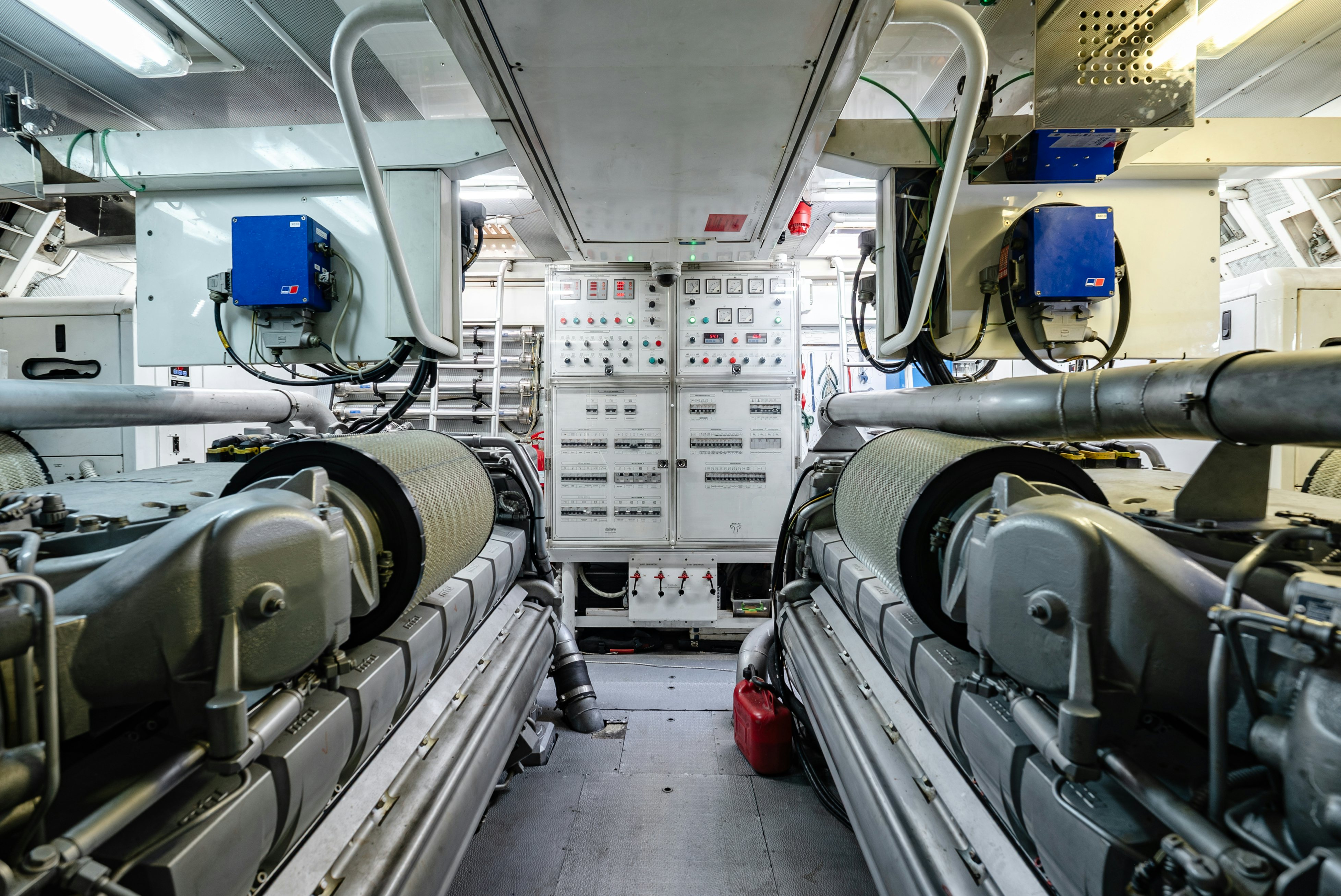 a large room with machinery aboard CLARITA Yacht for Sale