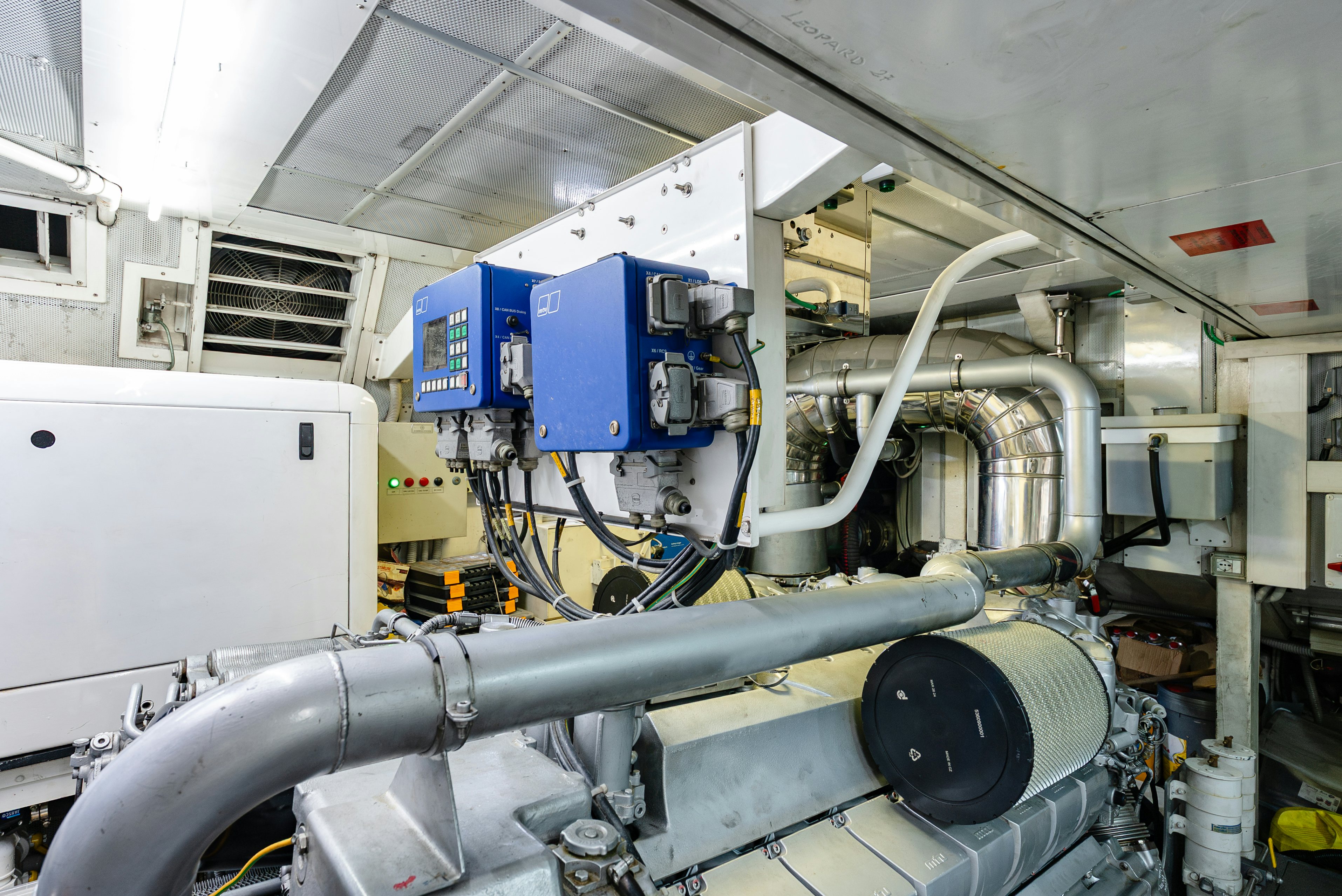 a large machine with a large metal pipe aboard CLARITA Yacht for Sale