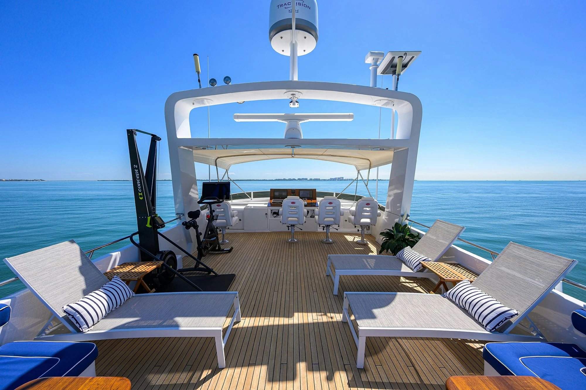 a boat on a deck aboard AVENTURER Yacht for Sale