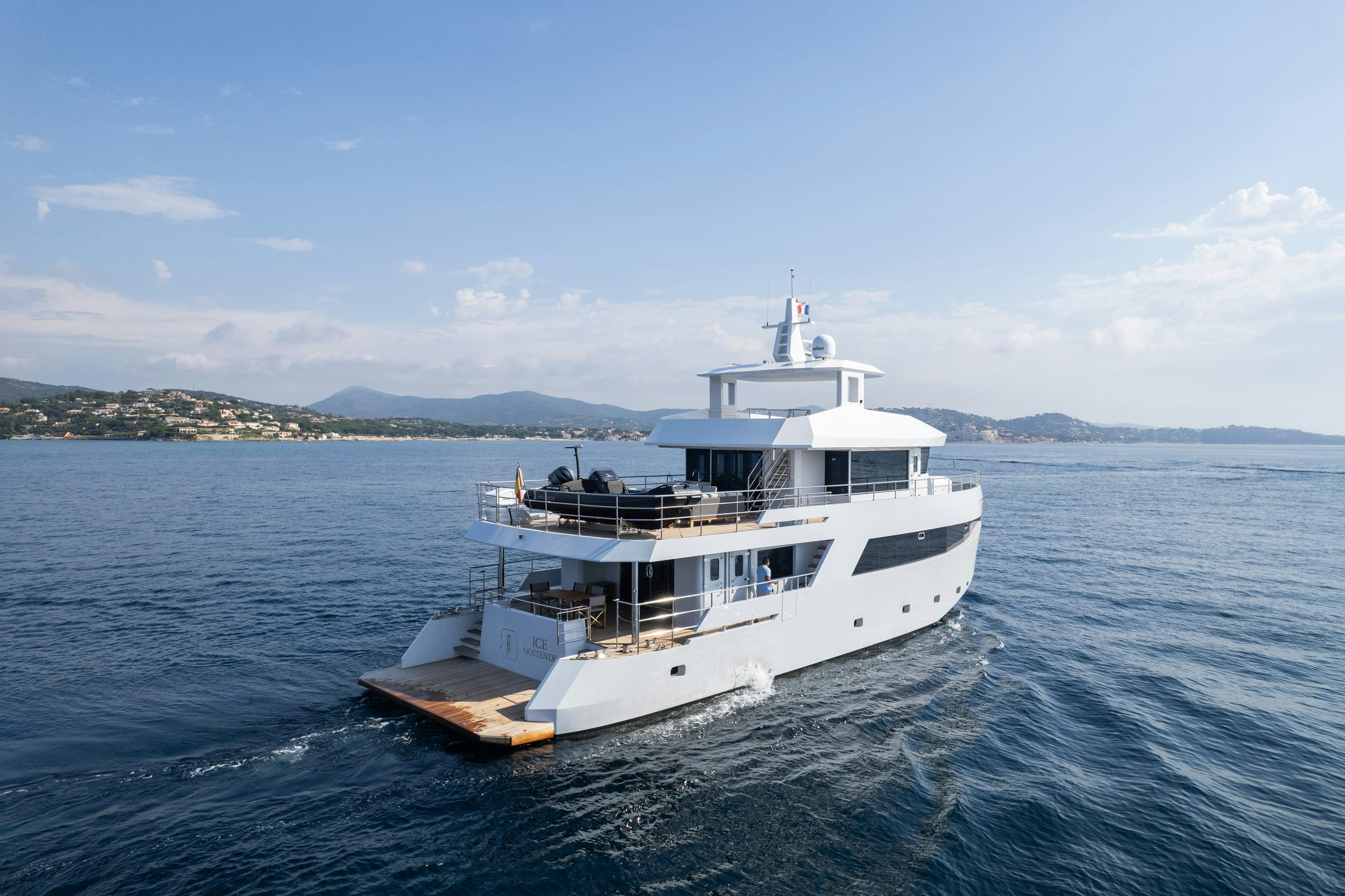 a boat in the water aboard ICE Yacht for Sale