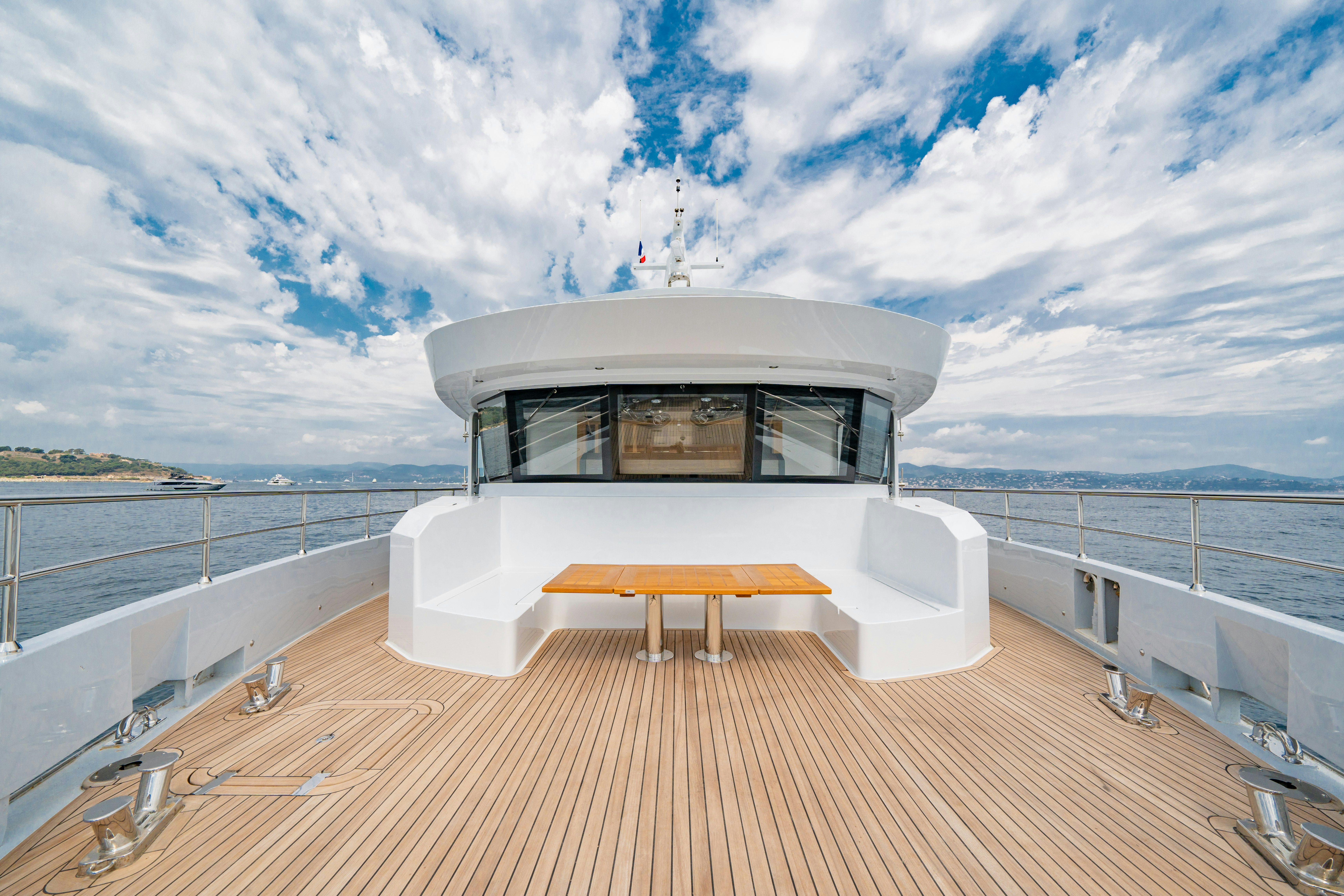 a boat on a deck aboard ICE Yacht for Sale