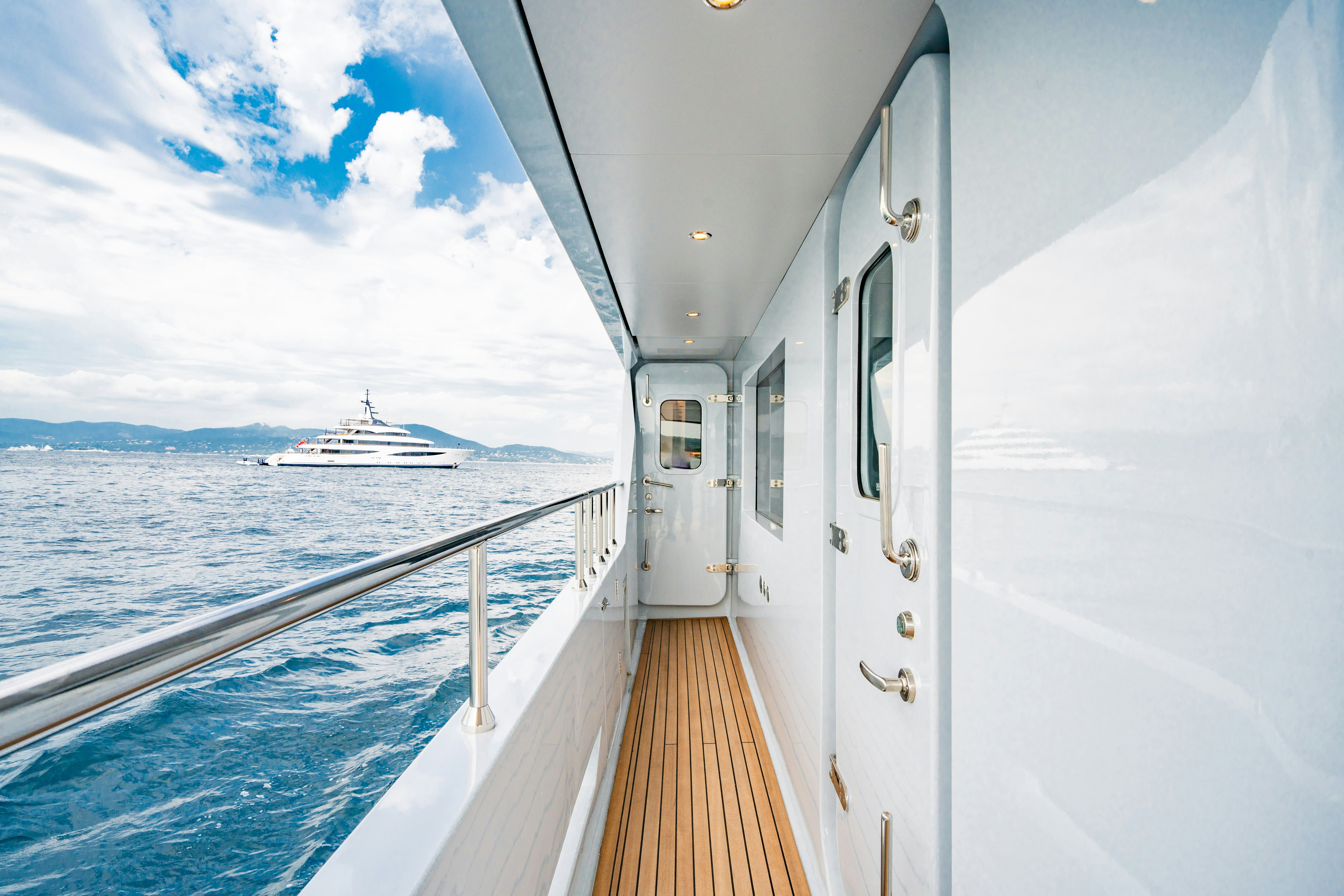 a boat on the water aboard ICE Yacht for Sale