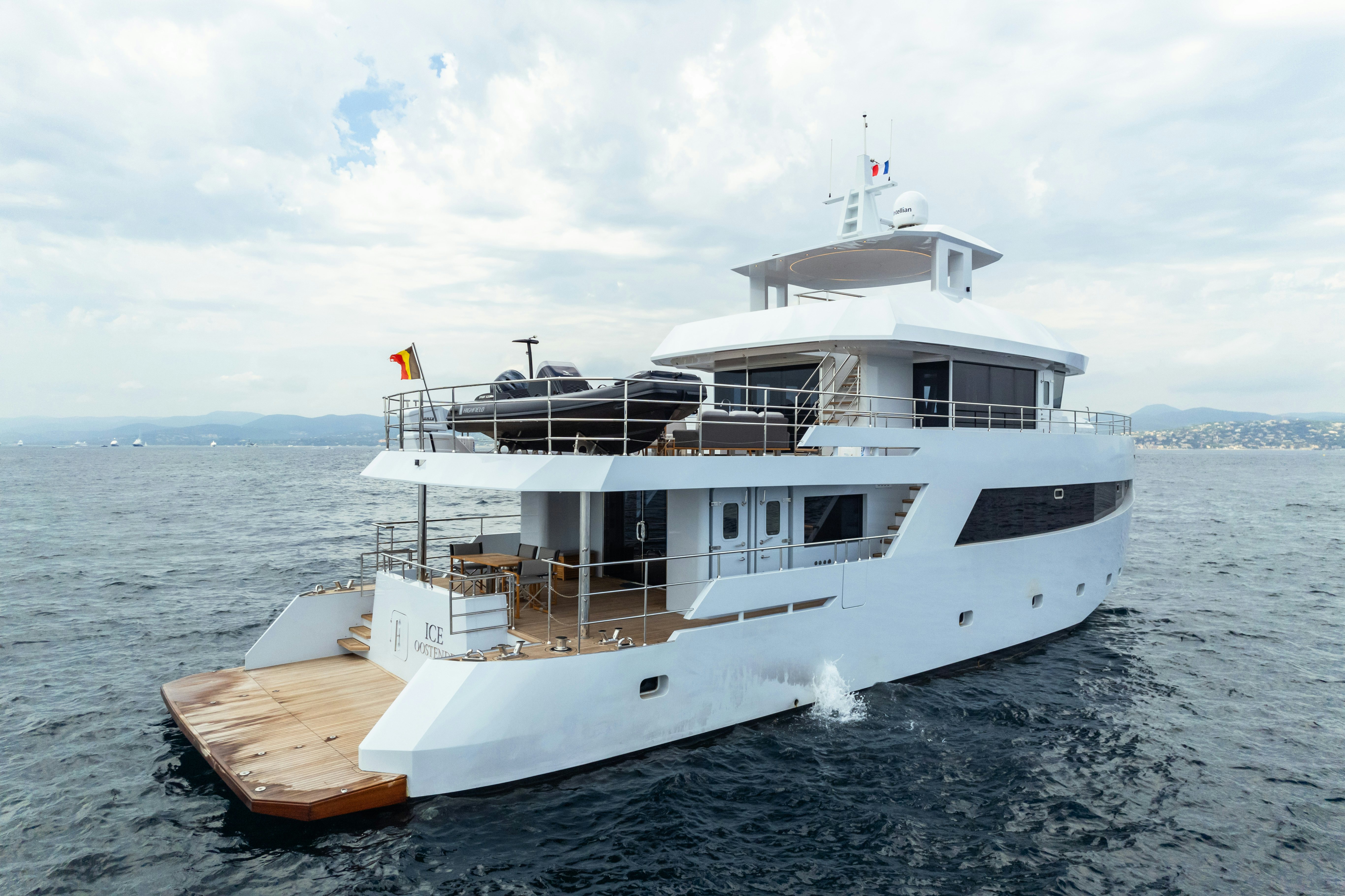a boat on the water aboard ICE Yacht for Sale