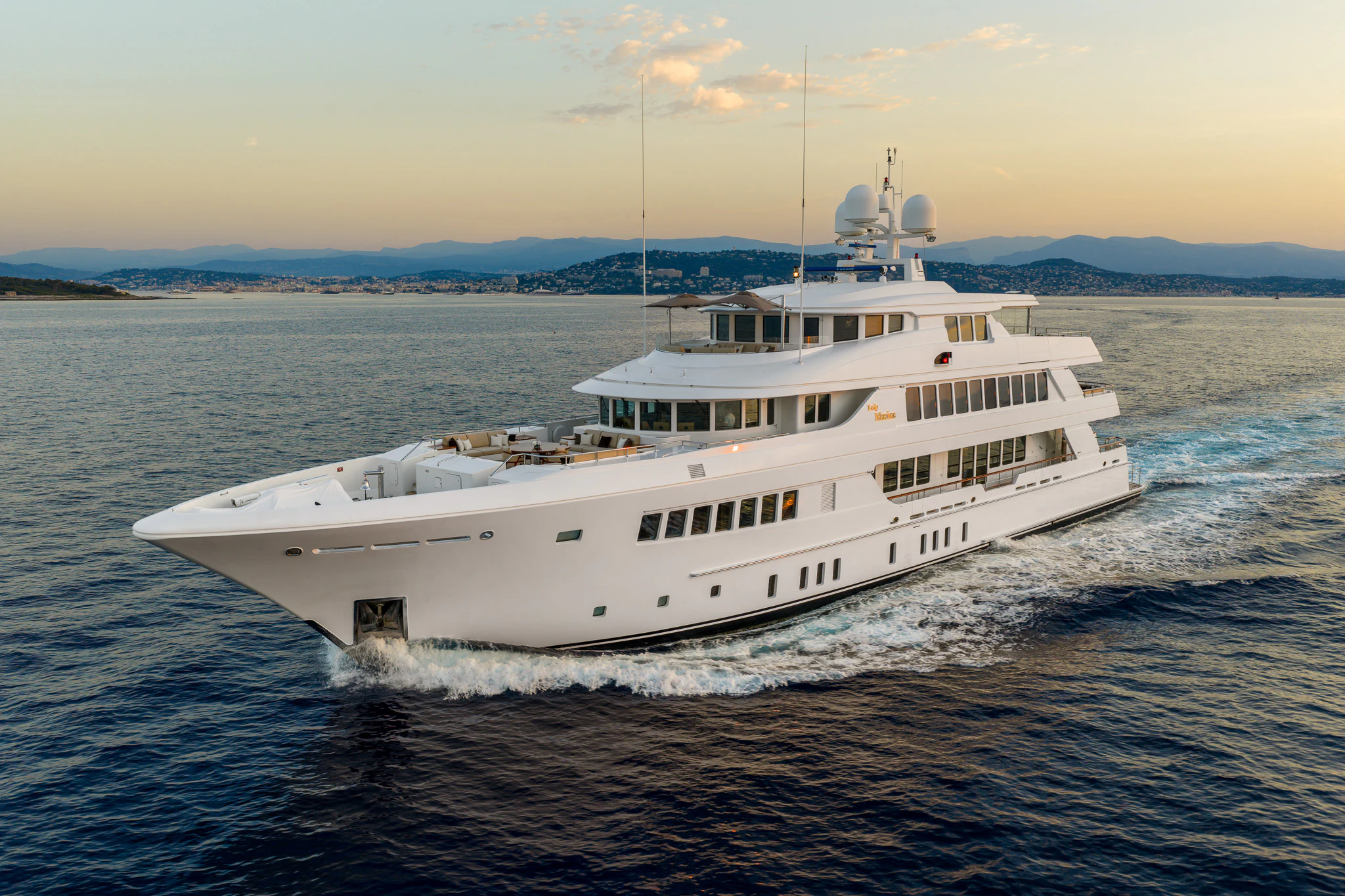 a white yacht in the water aboard LADY MAXINE Yacht for Sale