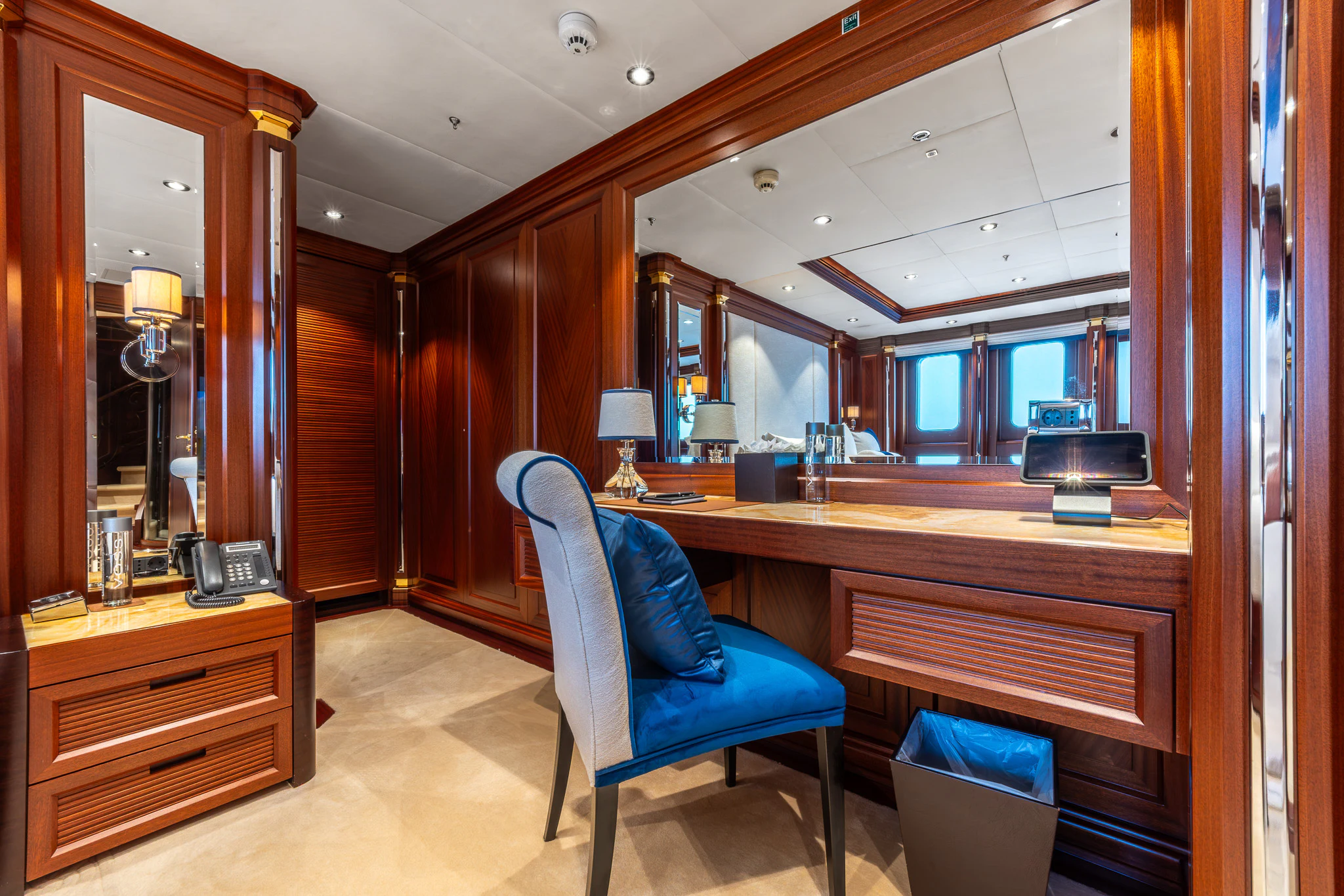 a room with a desk and a chair aboard LADY MAXINE Yacht for Sale