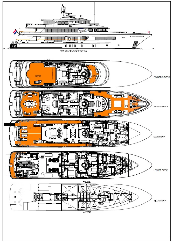 diagram, engineering drawing aboard LADY MAXINE Yacht for Sale