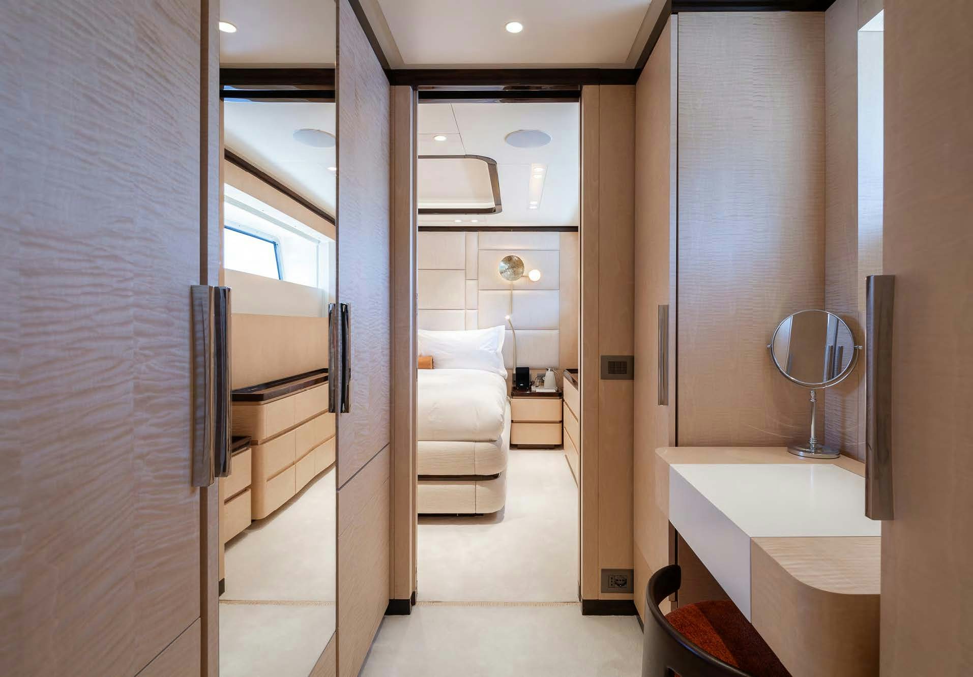 a bathroom with a sink and a mirror aboard ALUNYA Yacht for Charter