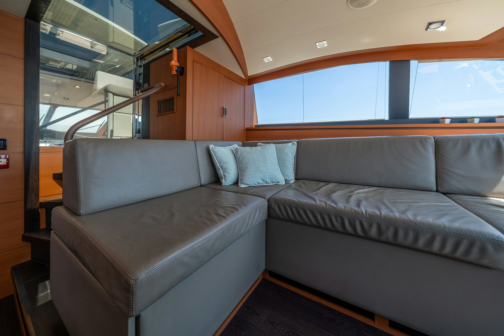 a couch in a room aboard ARION Yacht for Sale
