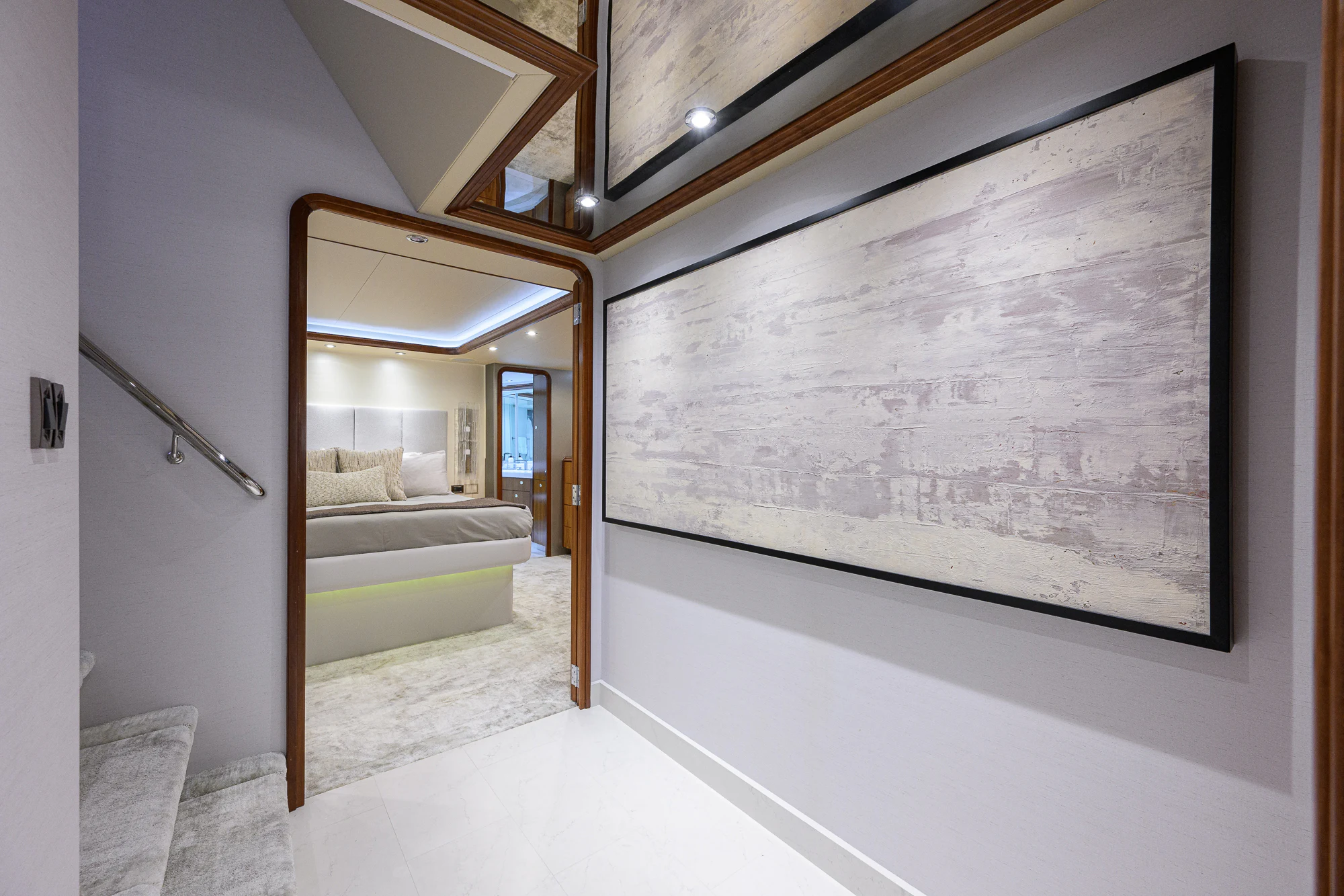 a room with a mirror and a bed aboard BREEZY DAY Yacht for Sale