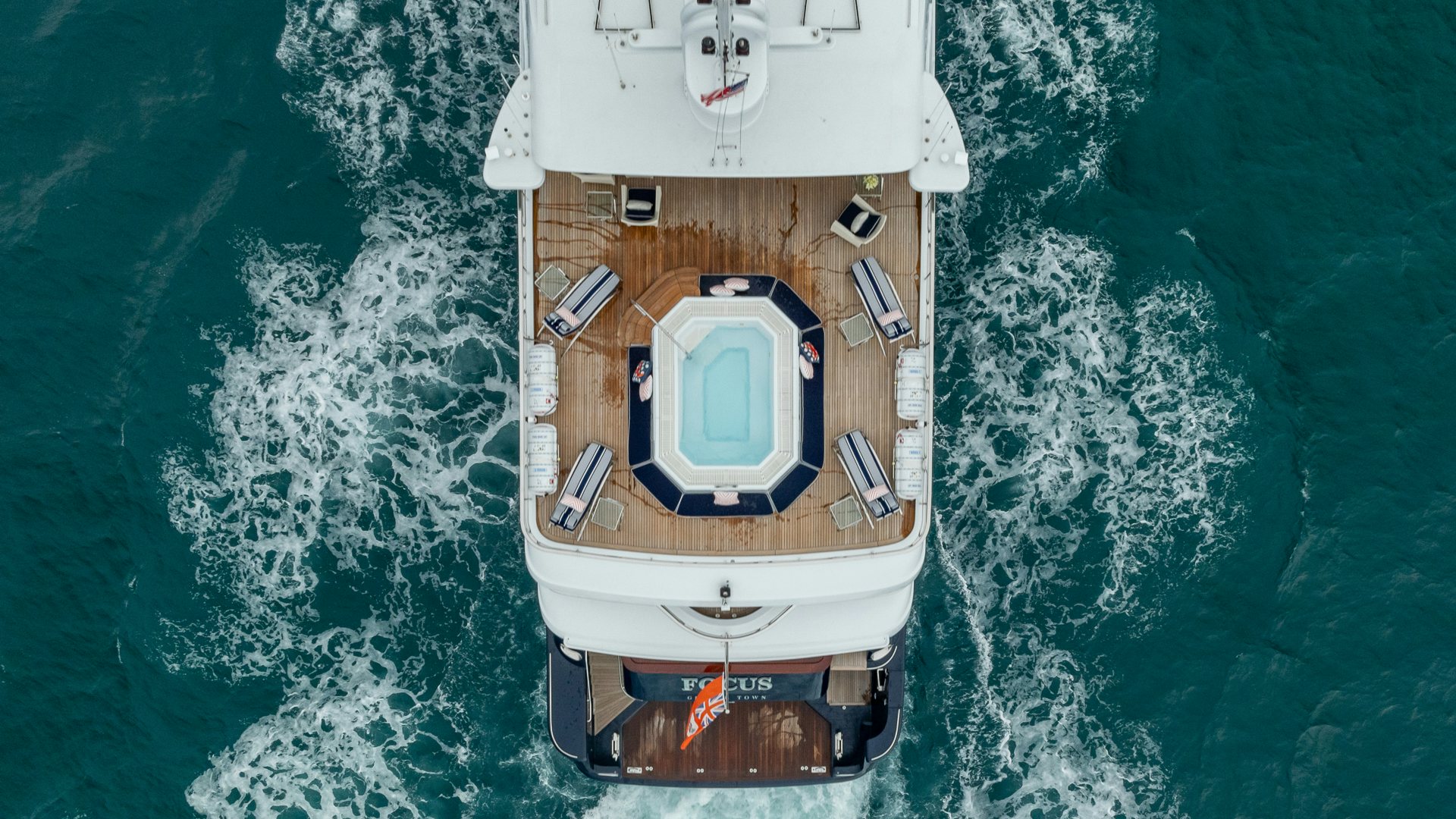 a boat in the water aboard FOCUS Yacht for Sale