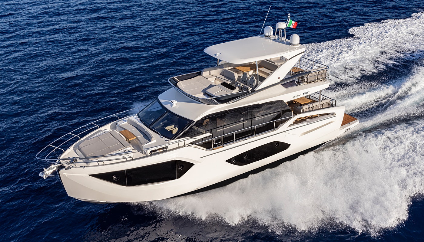 a boat on the water aboard ABSOLUTE 56 FLYBRIDGE Yacht for Sale