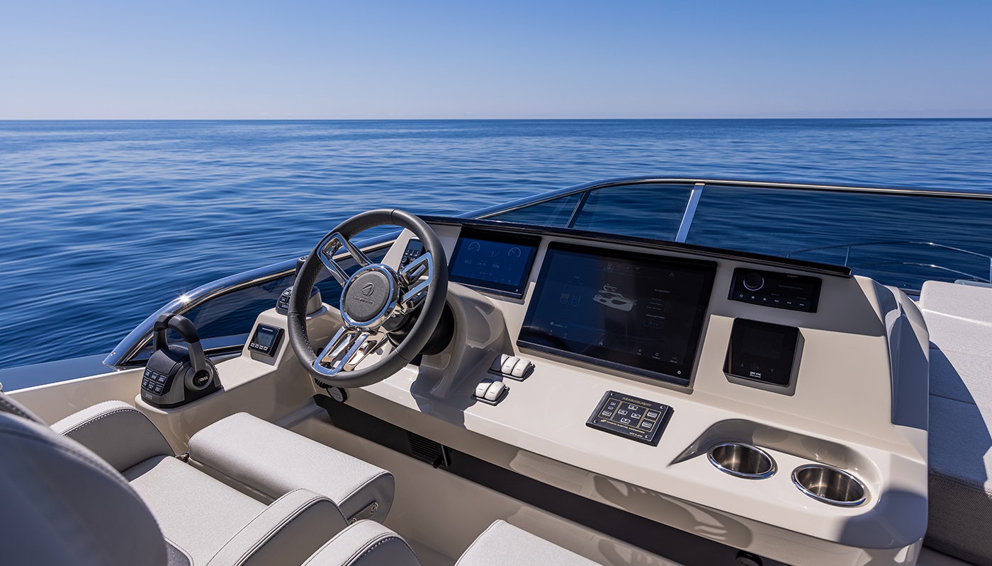 the inside of a boat aboard ABSOLUTE 56 FLYBRIDGE Yacht for Sale