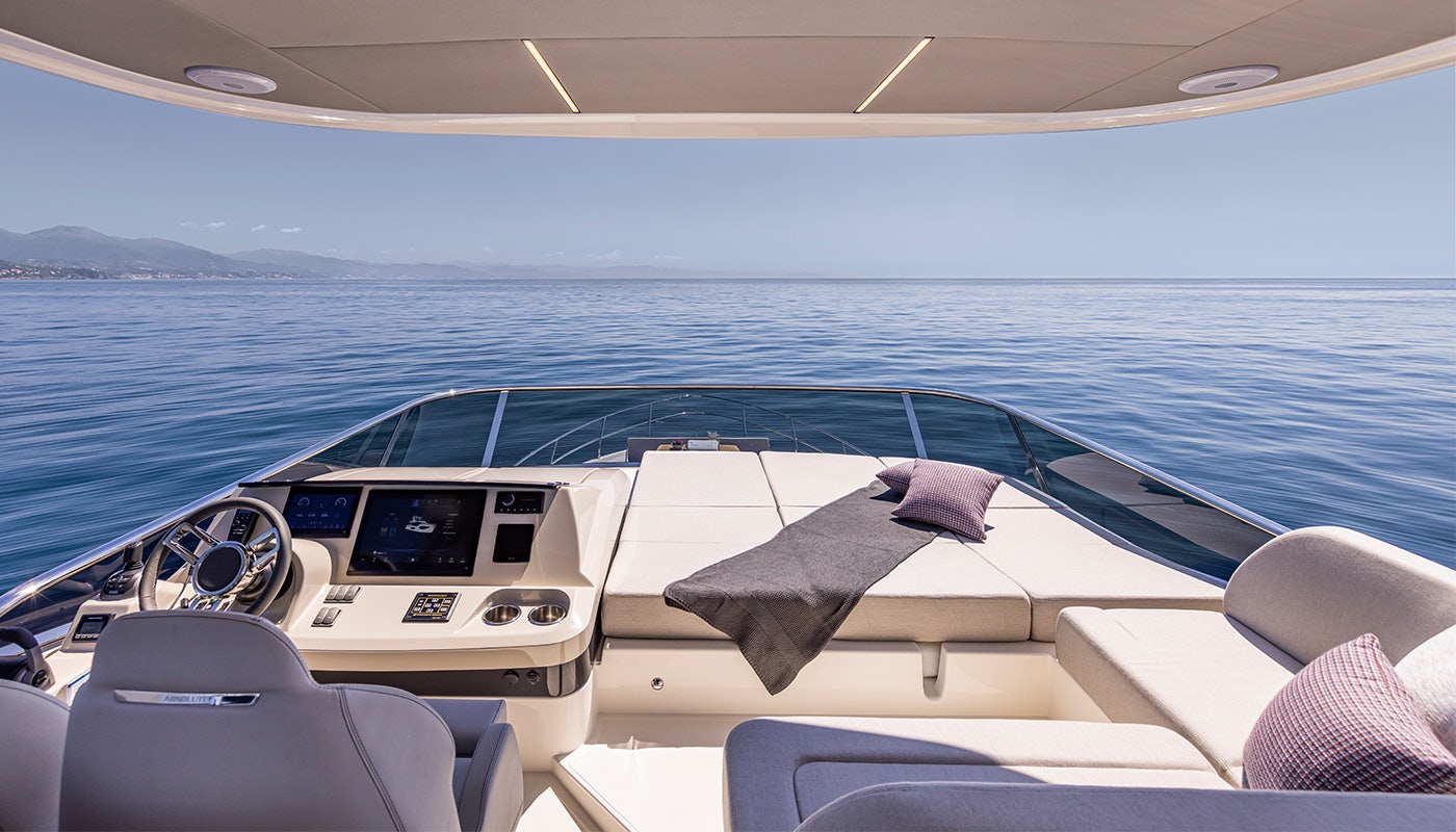 the inside of a boat aboard ABSOLUTE 56 FLYBRIDGE Yacht for Sale