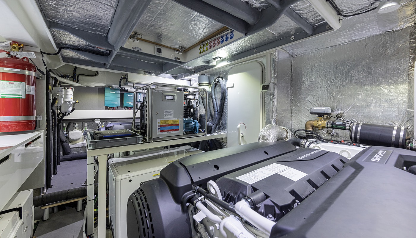 a machine in a room aboard ABSOLUTE 56 FLYBRIDGE Yacht for Sale