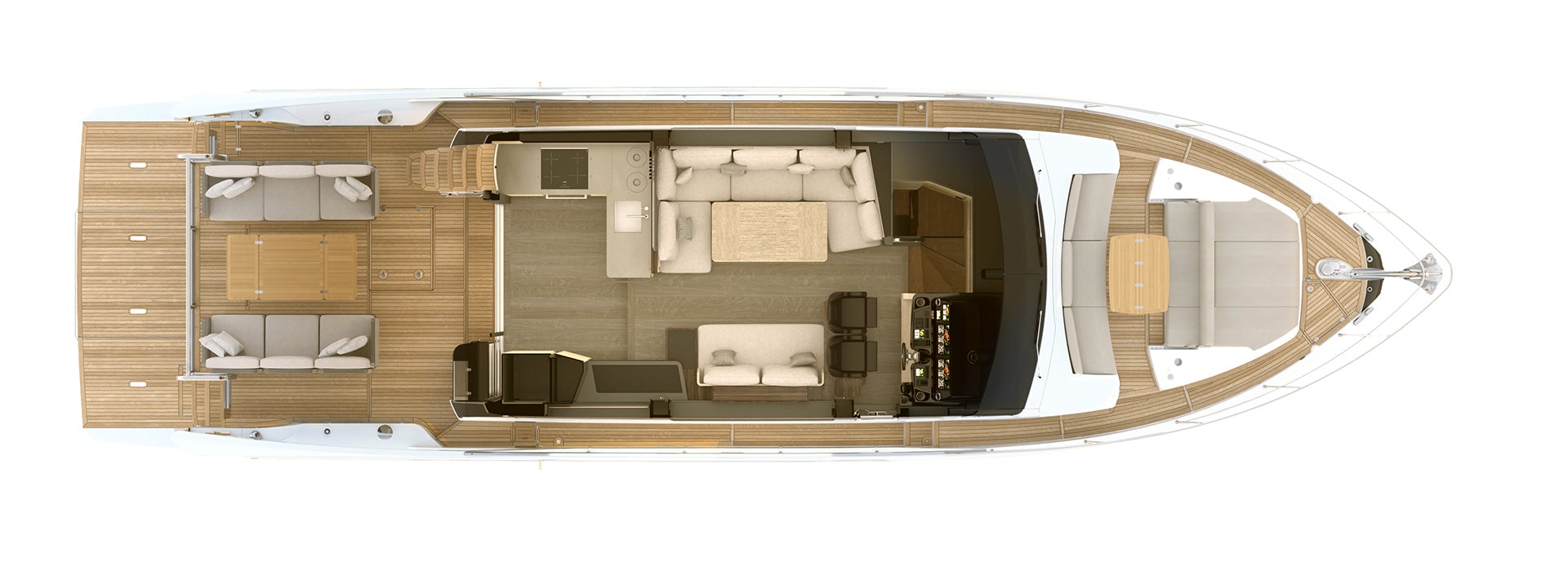 a room with a bed and a desk aboard ABSOLUTE 56 FLYBRIDGE Yacht for Sale