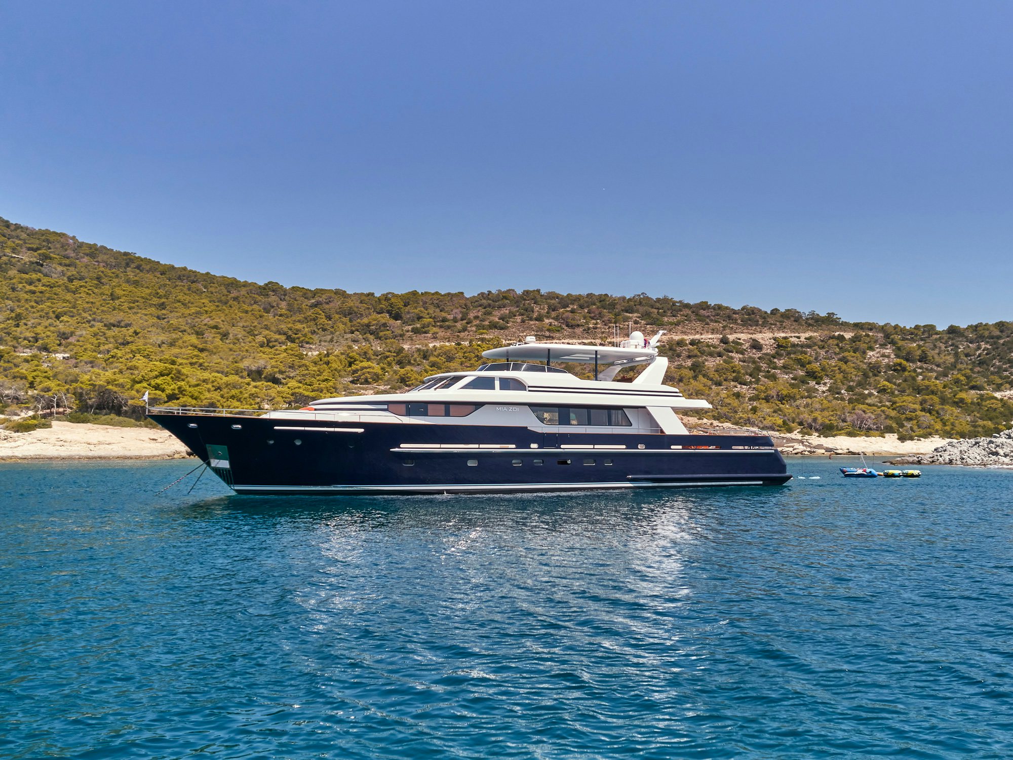 a boat on the water aboard MIA ZOI Yacht for Charter