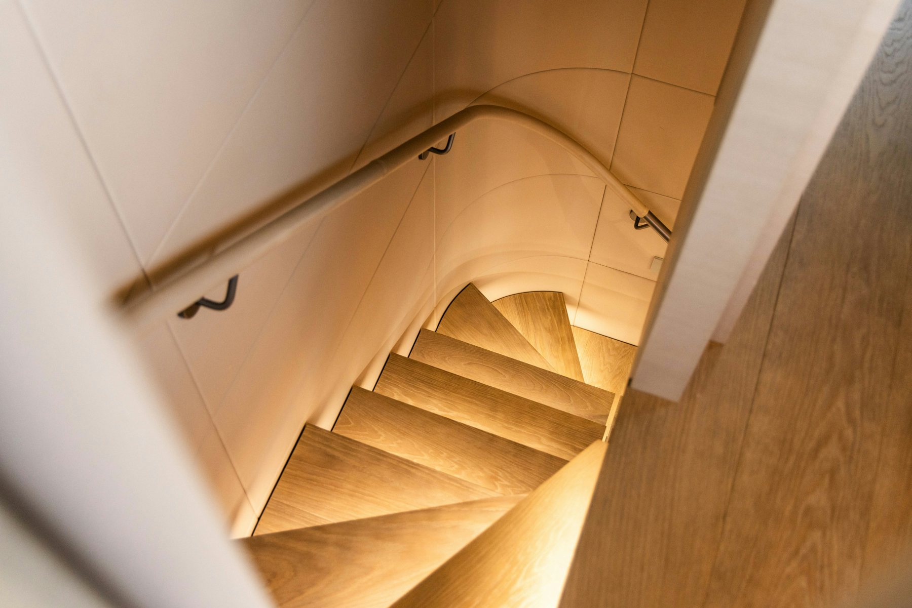 a staircase with a light aboard CAPE COD II Yacht for Sale