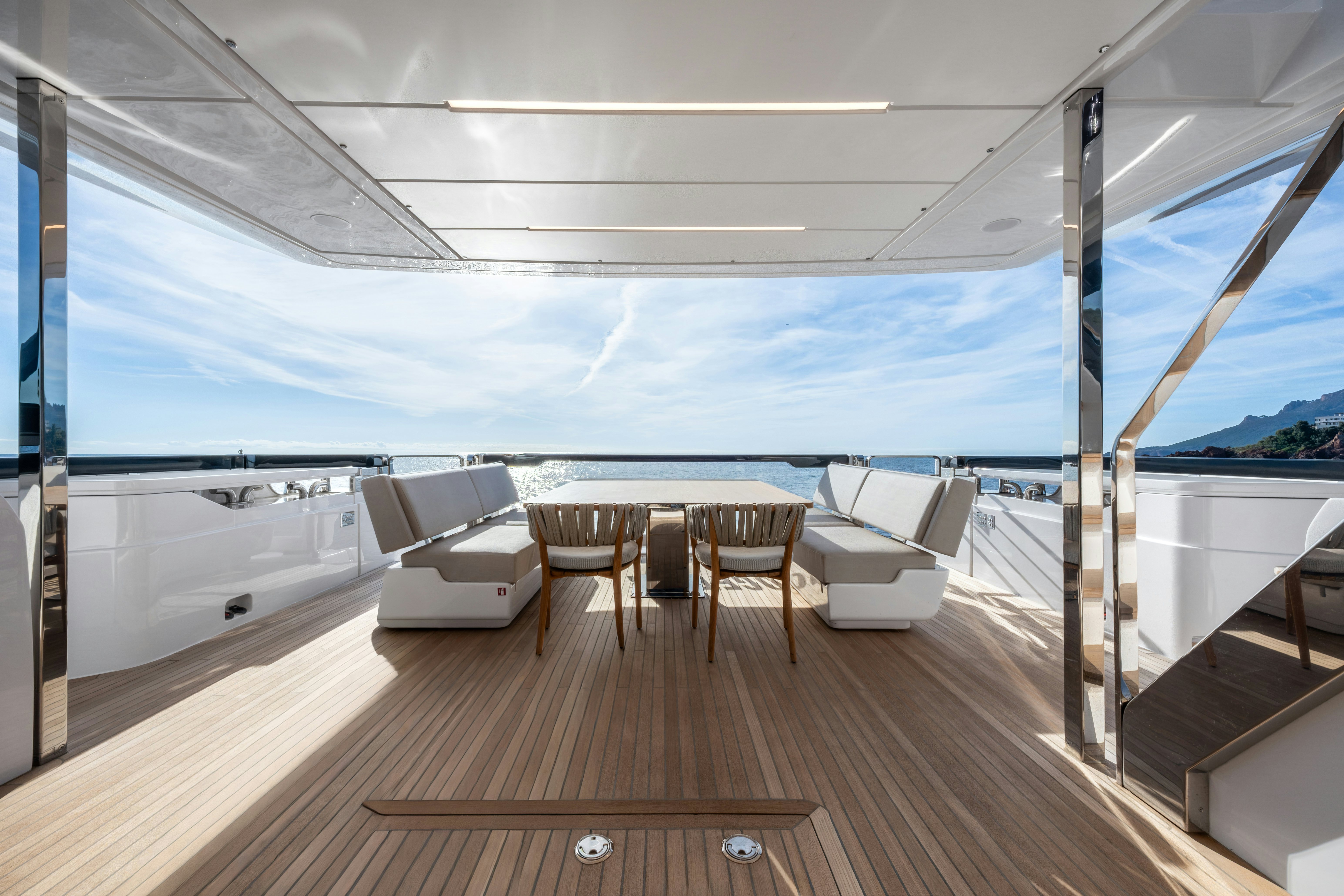 a room with a table and chairs aboard TOGETHER Yacht for Sale