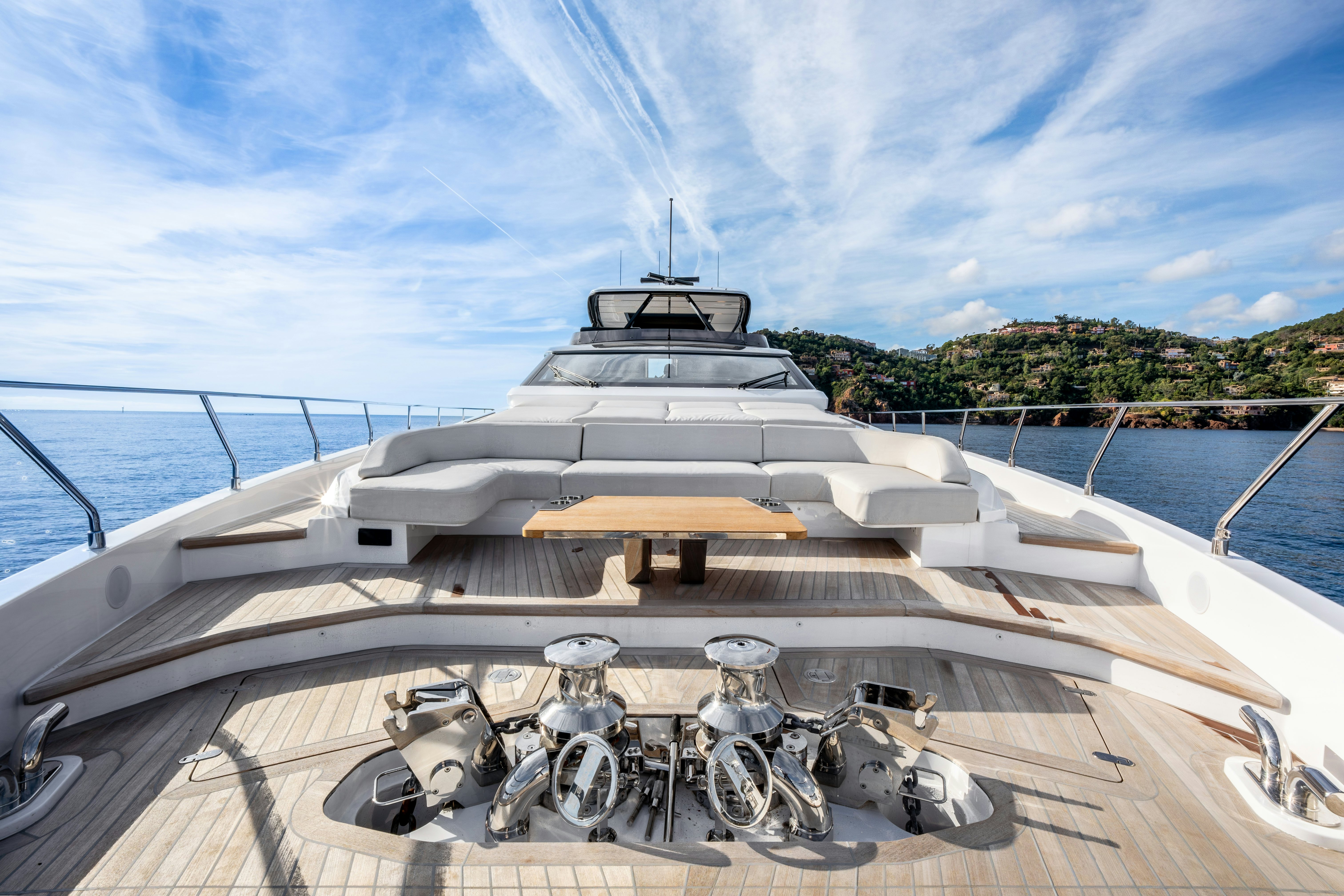 a boat with a group of bikes on it aboard TOGETHER Yacht for Sale