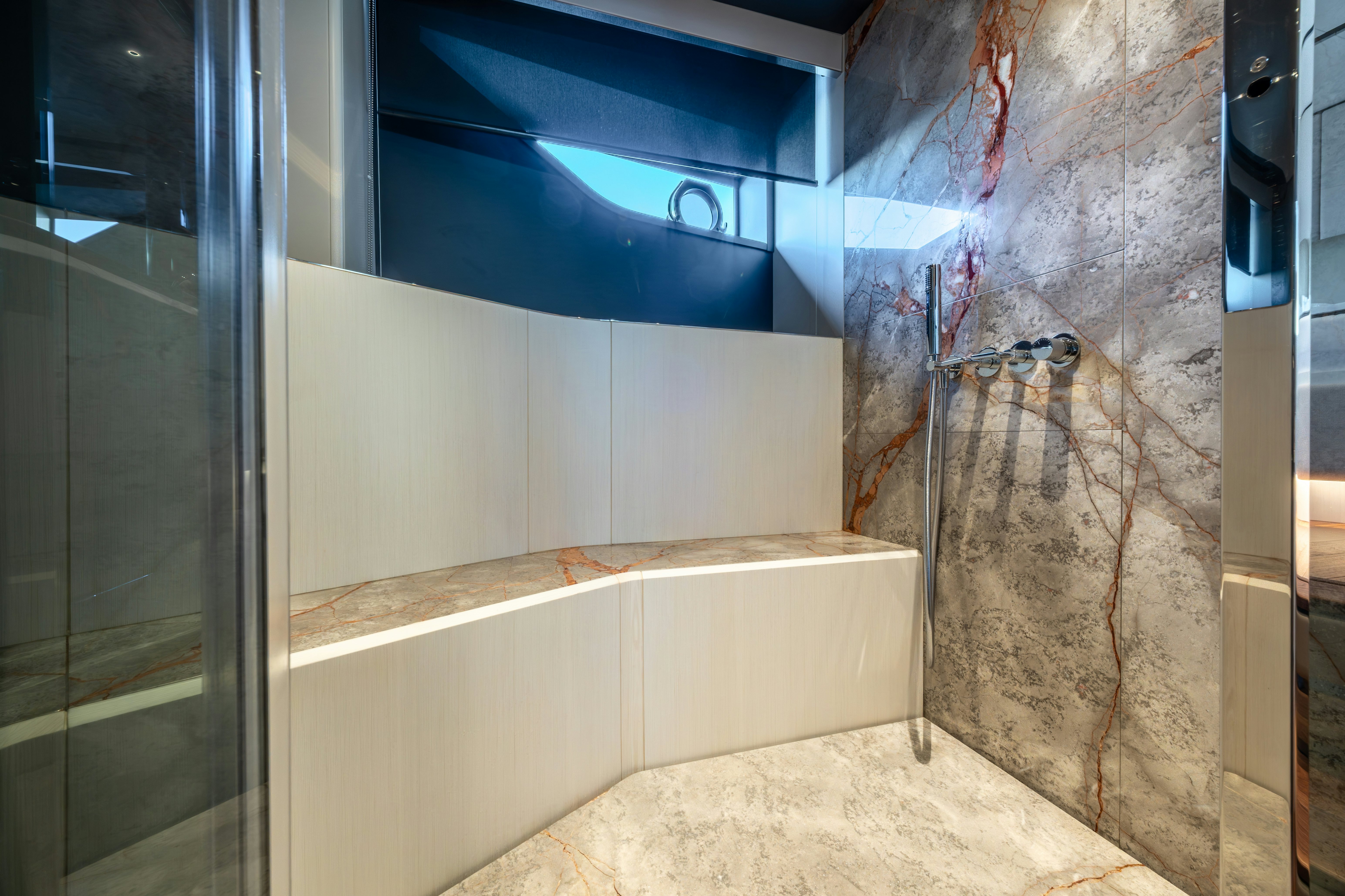 a room with a wall of glass aboard TOGETHER Yacht for Sale