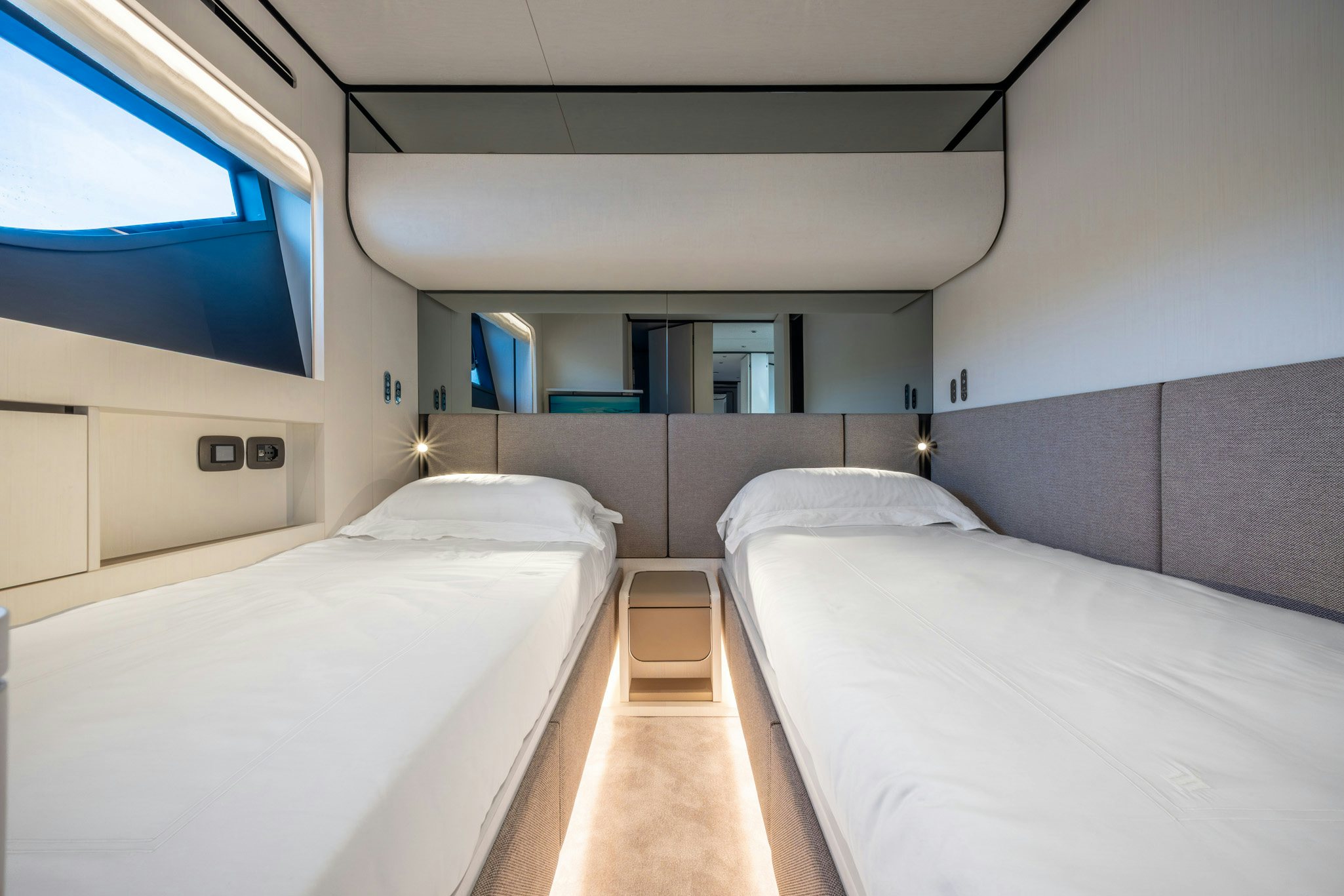 a room with two beds aboard TOGETHER Yacht for Charter