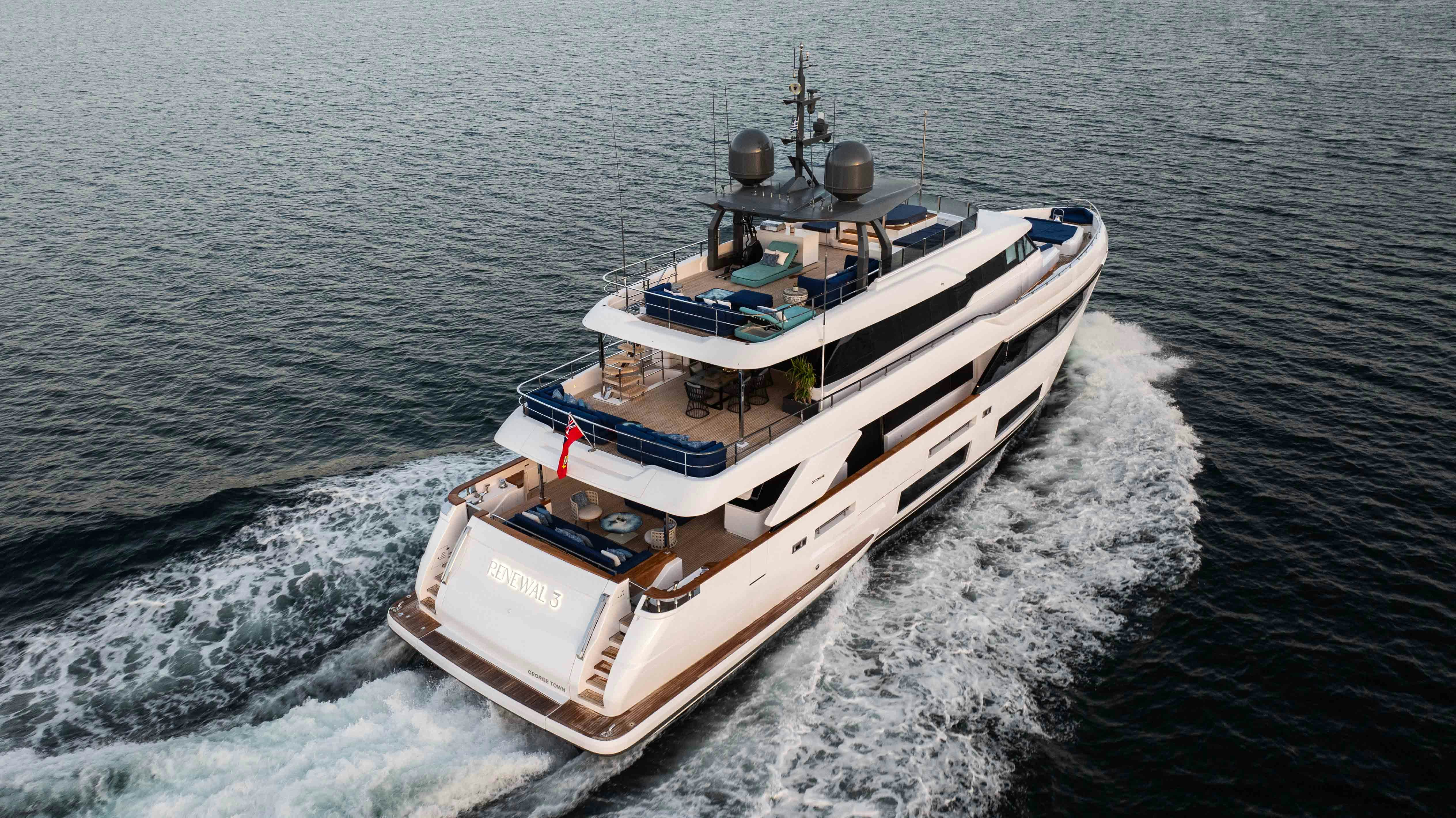a ship sailing on the sea aboard RENEWAL 3 Yacht for Sale