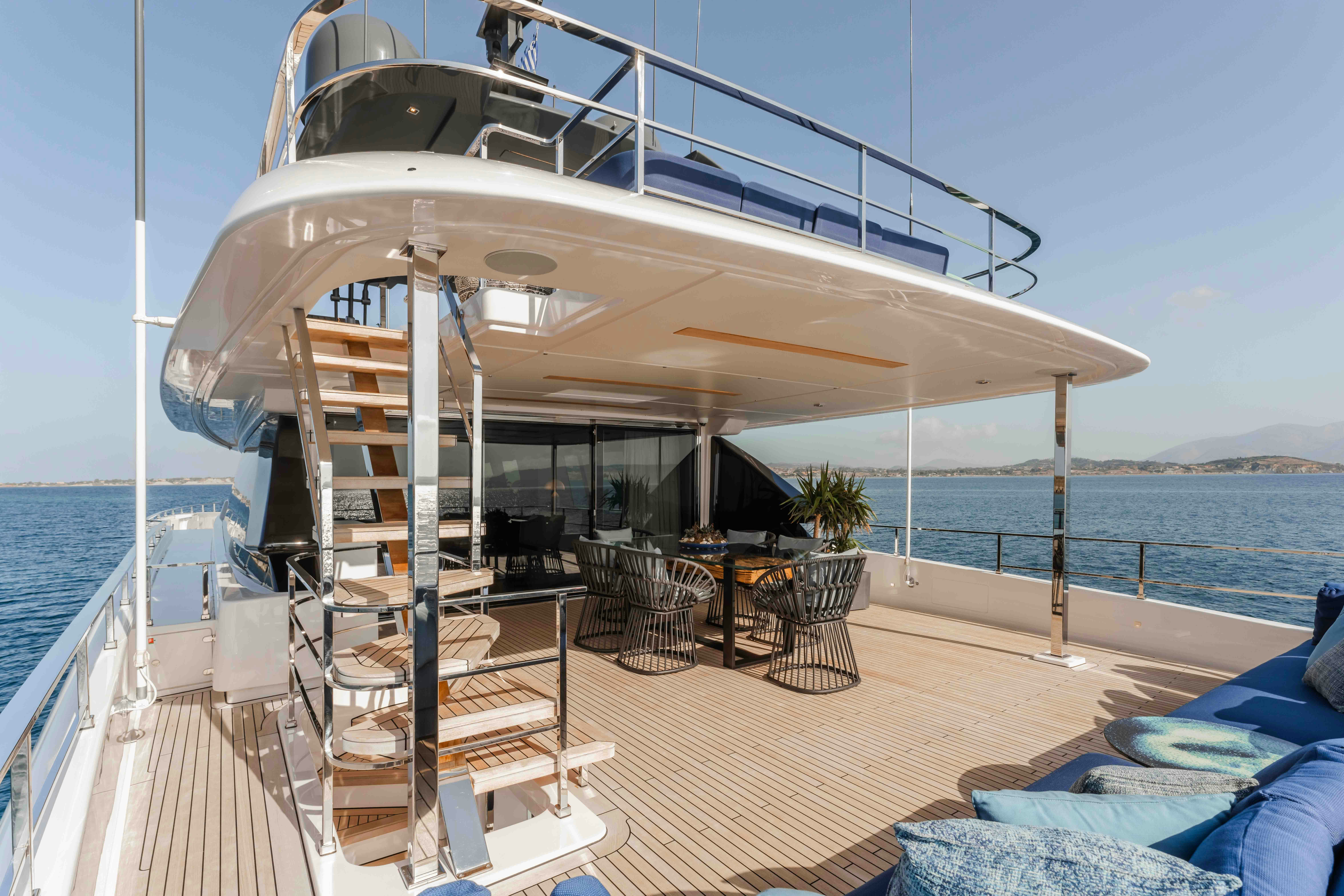 a boat on a deck aboard RENEWAL 3 Yacht for Sale