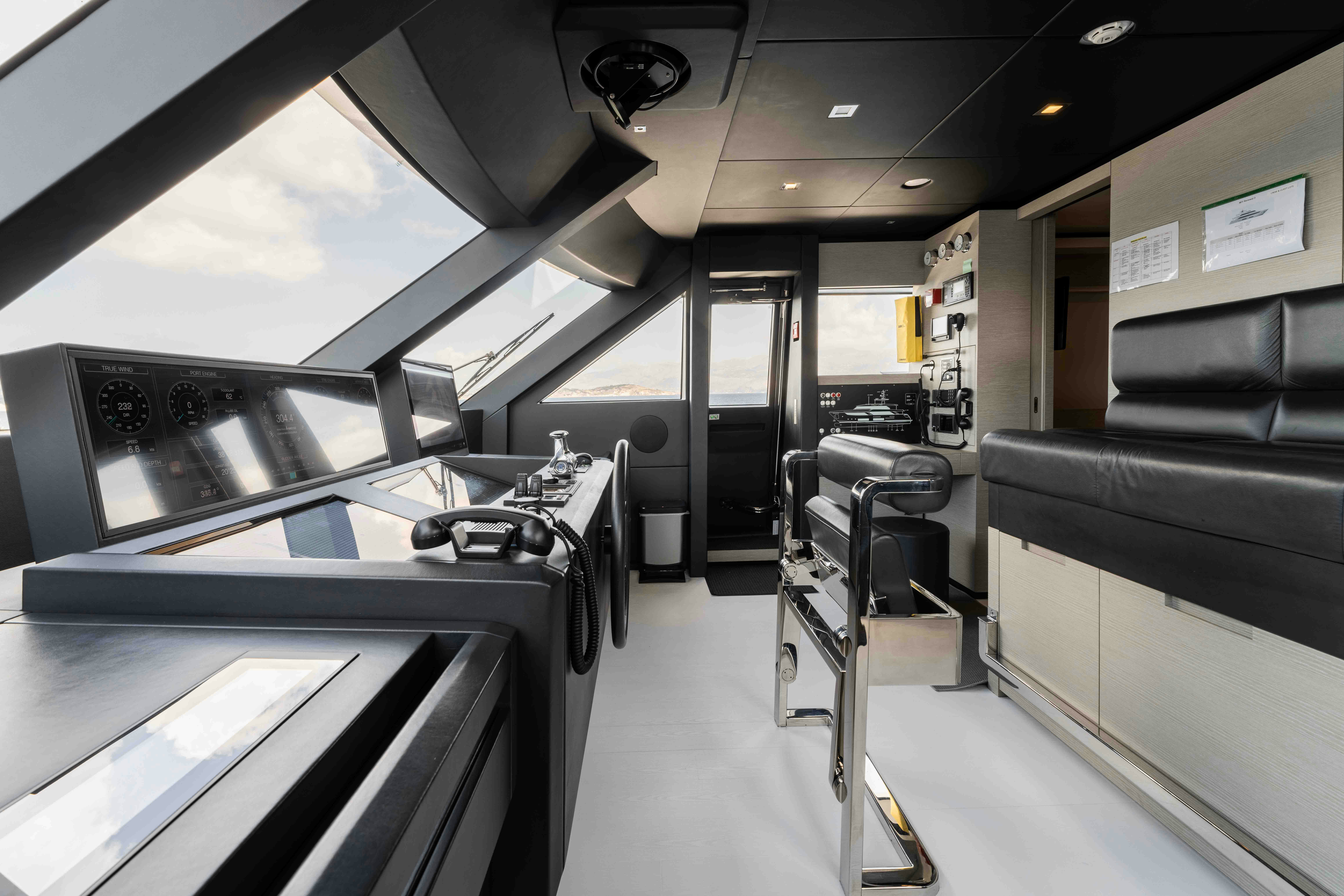 a room with a large mirror and a bench aboard RENEWAL 3 Yacht for Sale