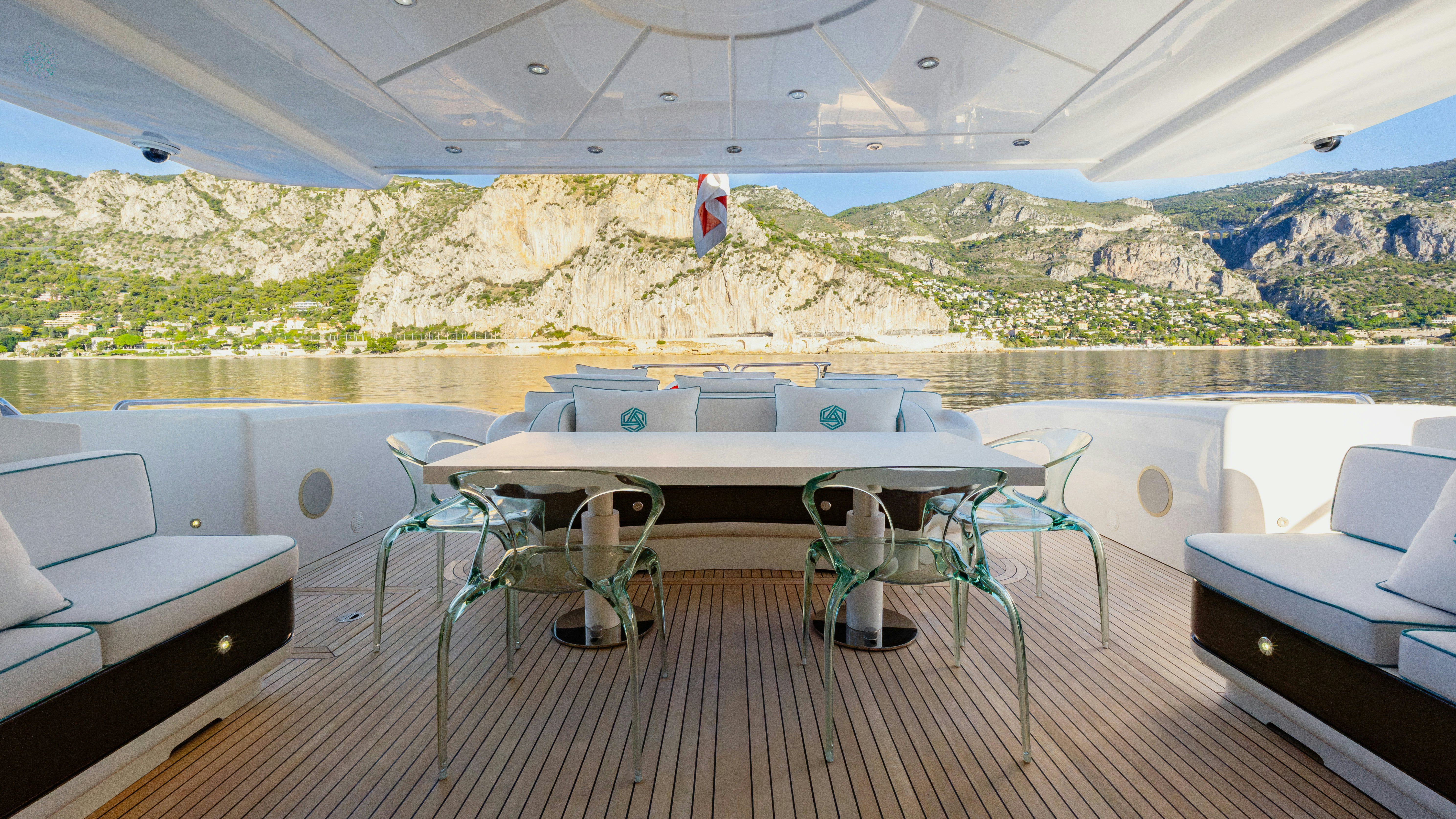 a boat on a deck aboard BLUE AZUR Yacht for Sale