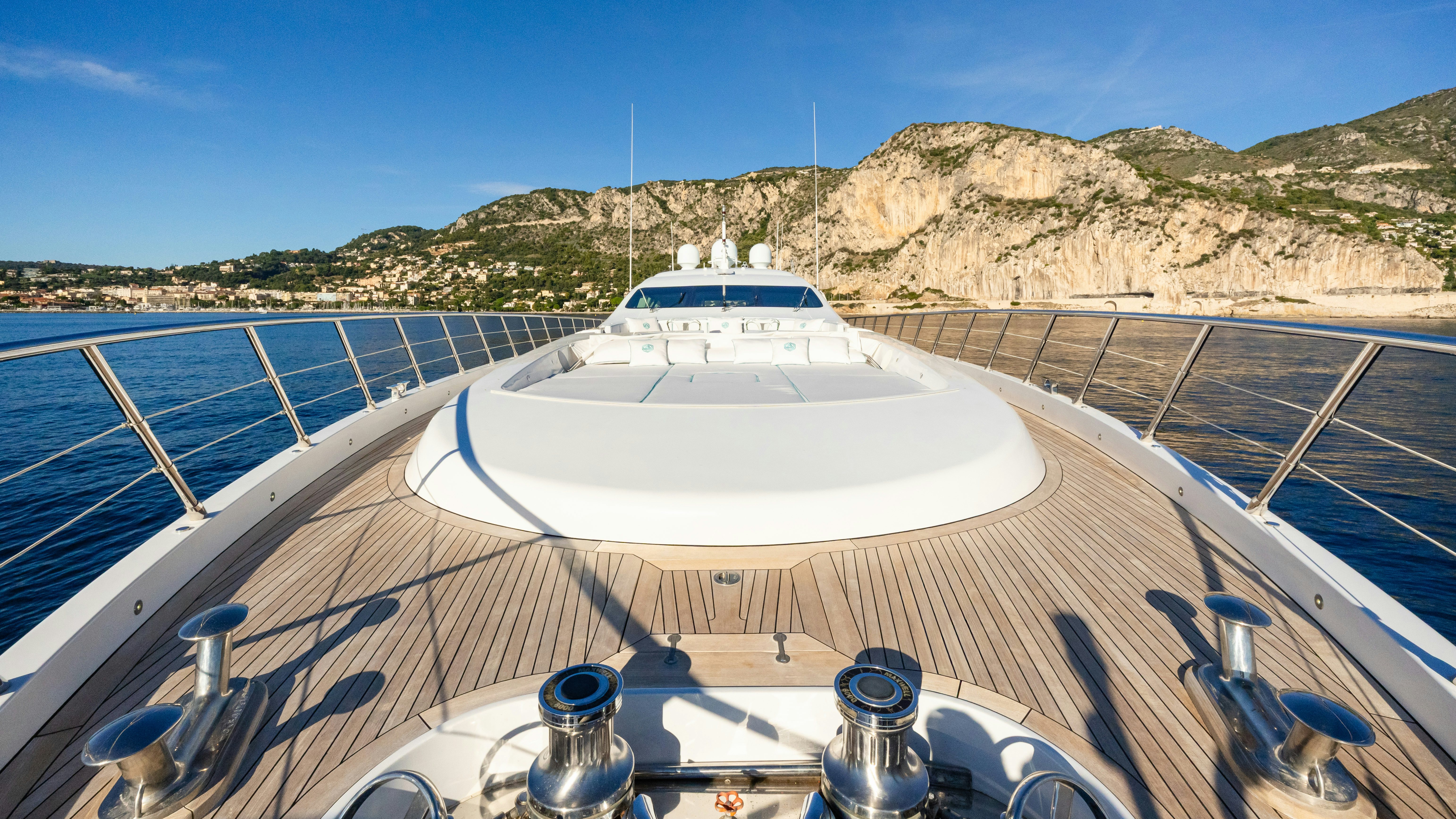 a boat on a deck aboard BLUE AZUR Yacht for Sale