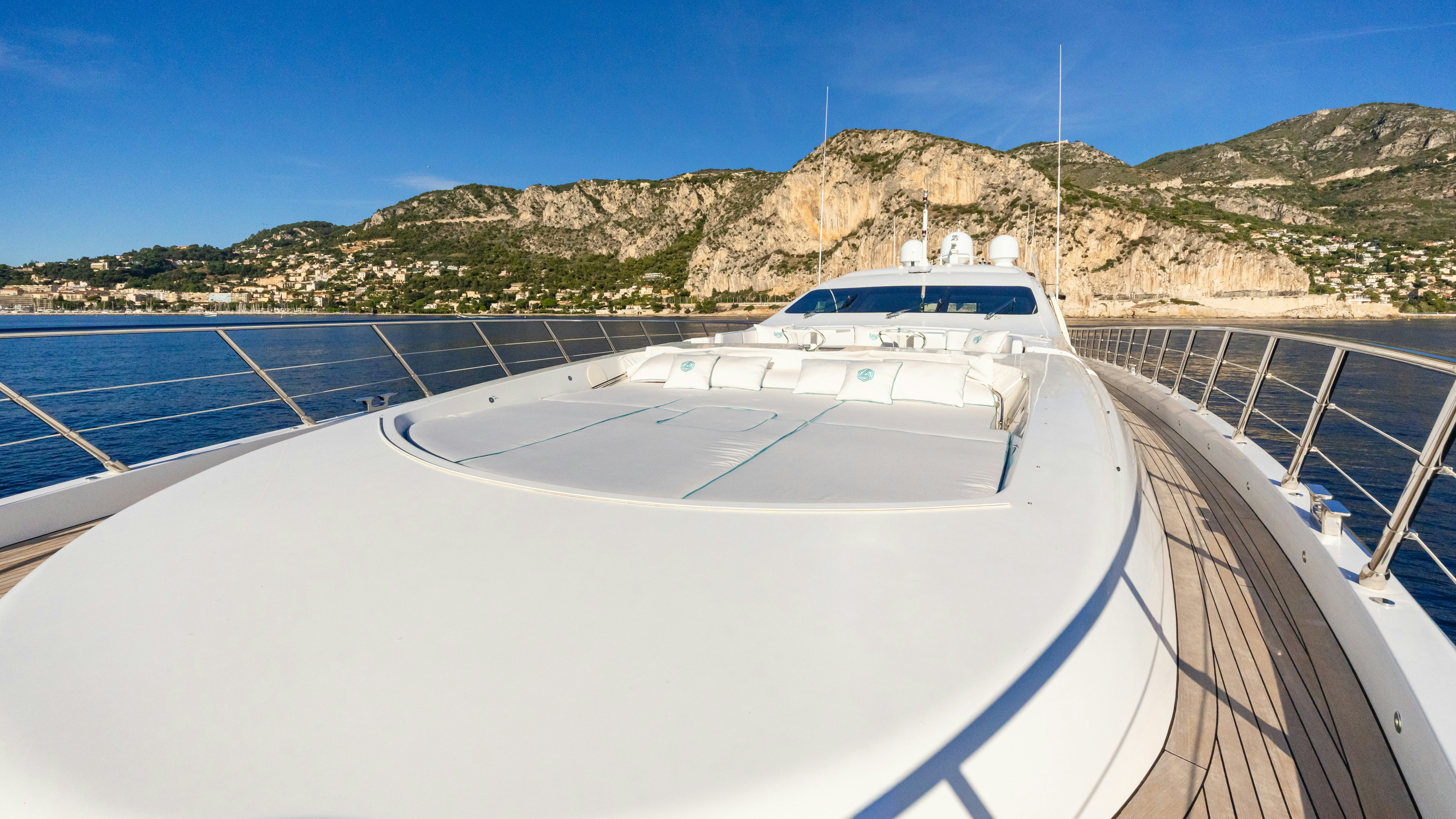 a boat on a body of water aboard BLUE AZUR Yacht for Sale